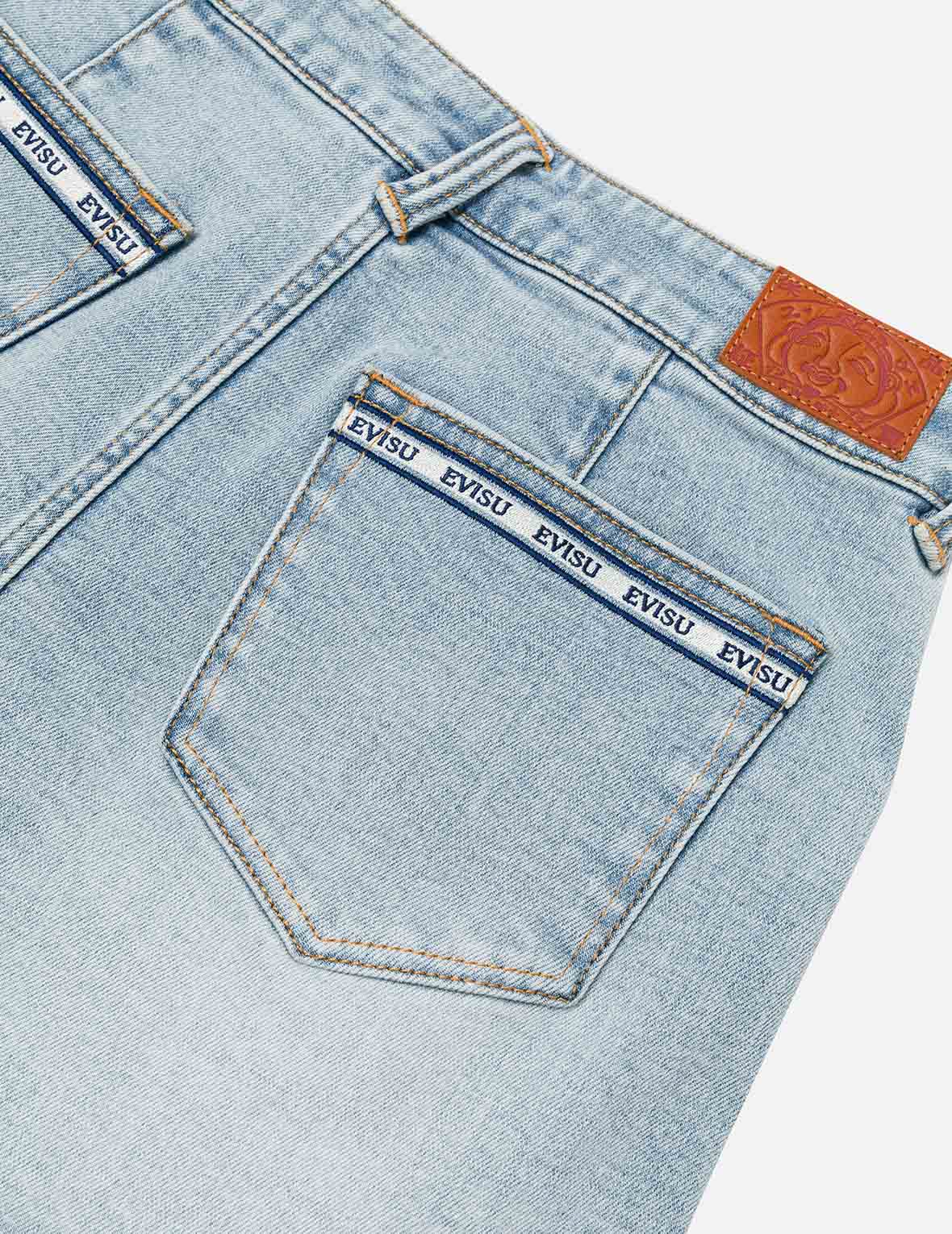 Kamon and Logo Embroidery Regular Fit Denim Skorts