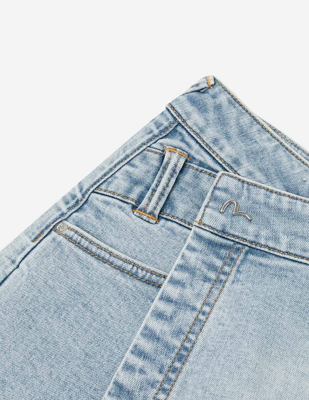 Kamon and Logo Embroidery Regular Fit Denim Skorts