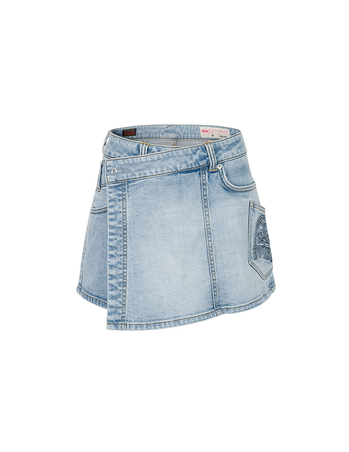 Kamon and Logo Embroidery Regular Fit Denim Skorts