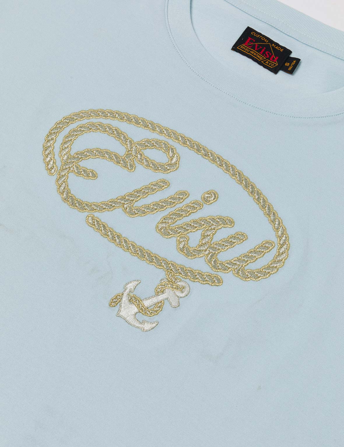Rope Twist Logo and Anchor Embroidery Cropped T-Shirt