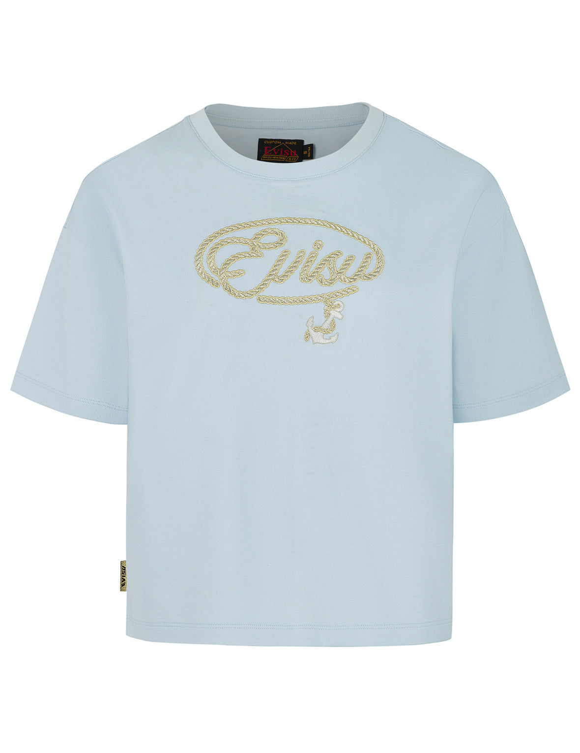 Rope Twist Logo and Anchor Embroidery Cropped T-Shirt