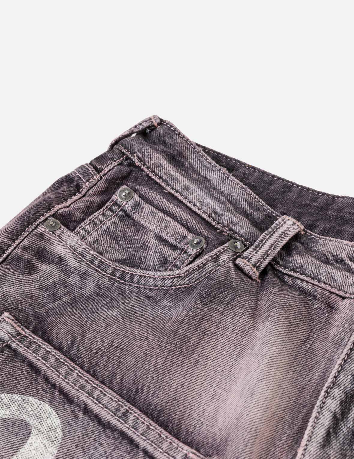 Seagull Print Multi-Pocket Denim Shorts