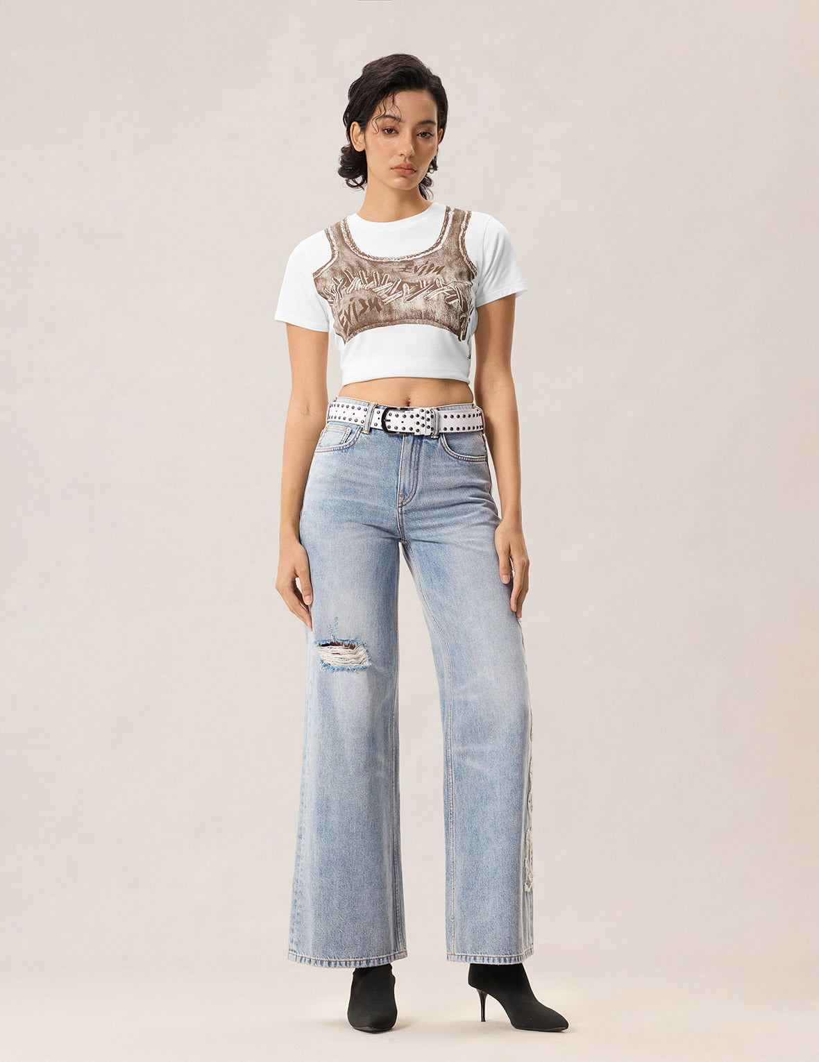 Evisu Applique Distressed Jeans