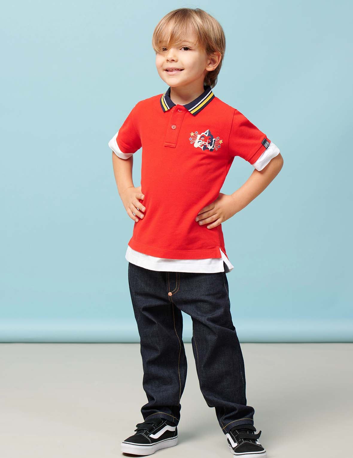 Godhead and Star Pattern Print Polo Shirt