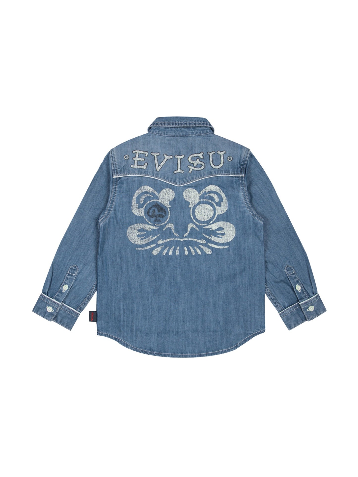 Spade Daruma and Logo Print Regular Fit Denim Shirt Jacket