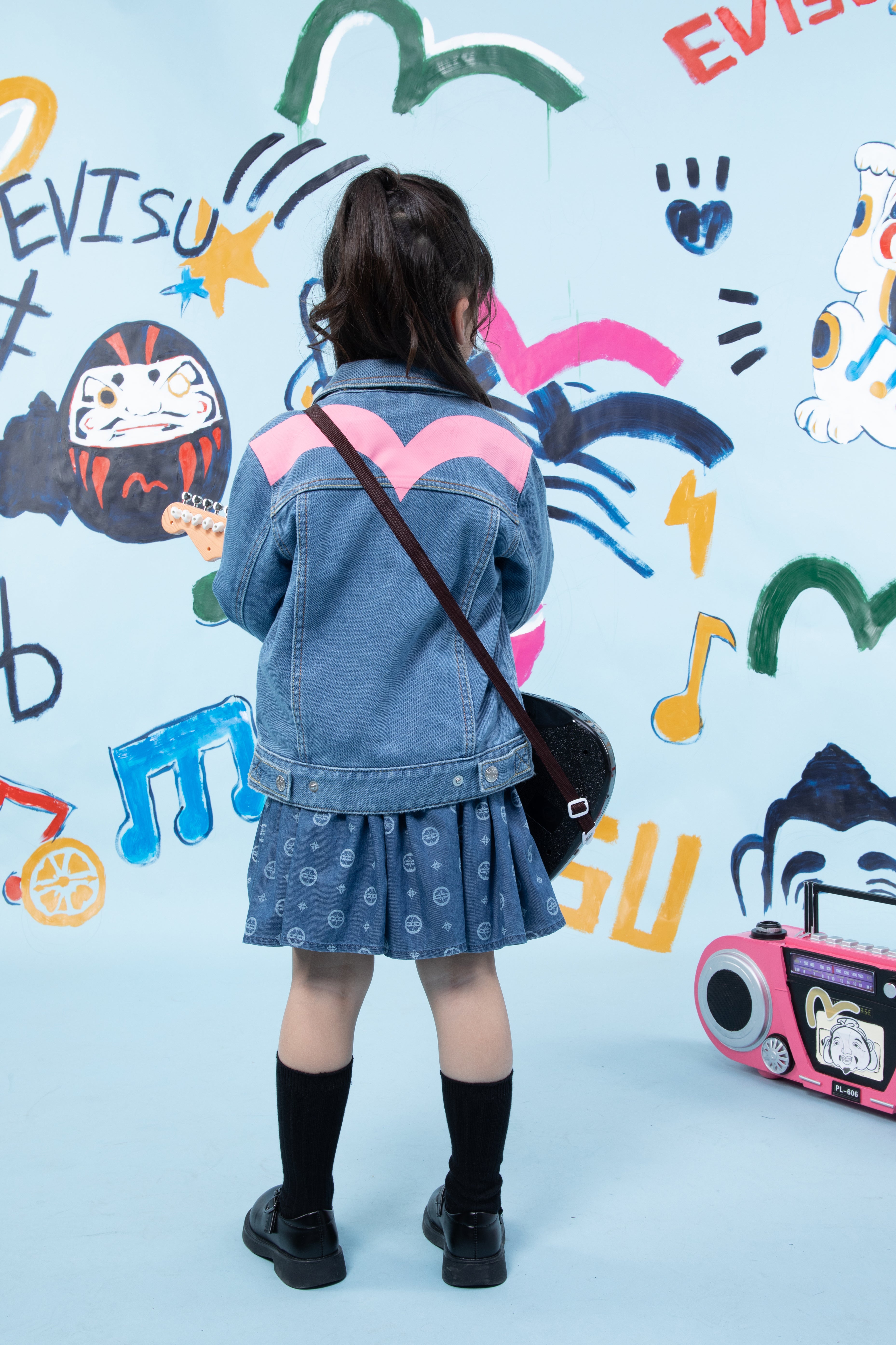Daruma Buddies Print Denim Jacket
