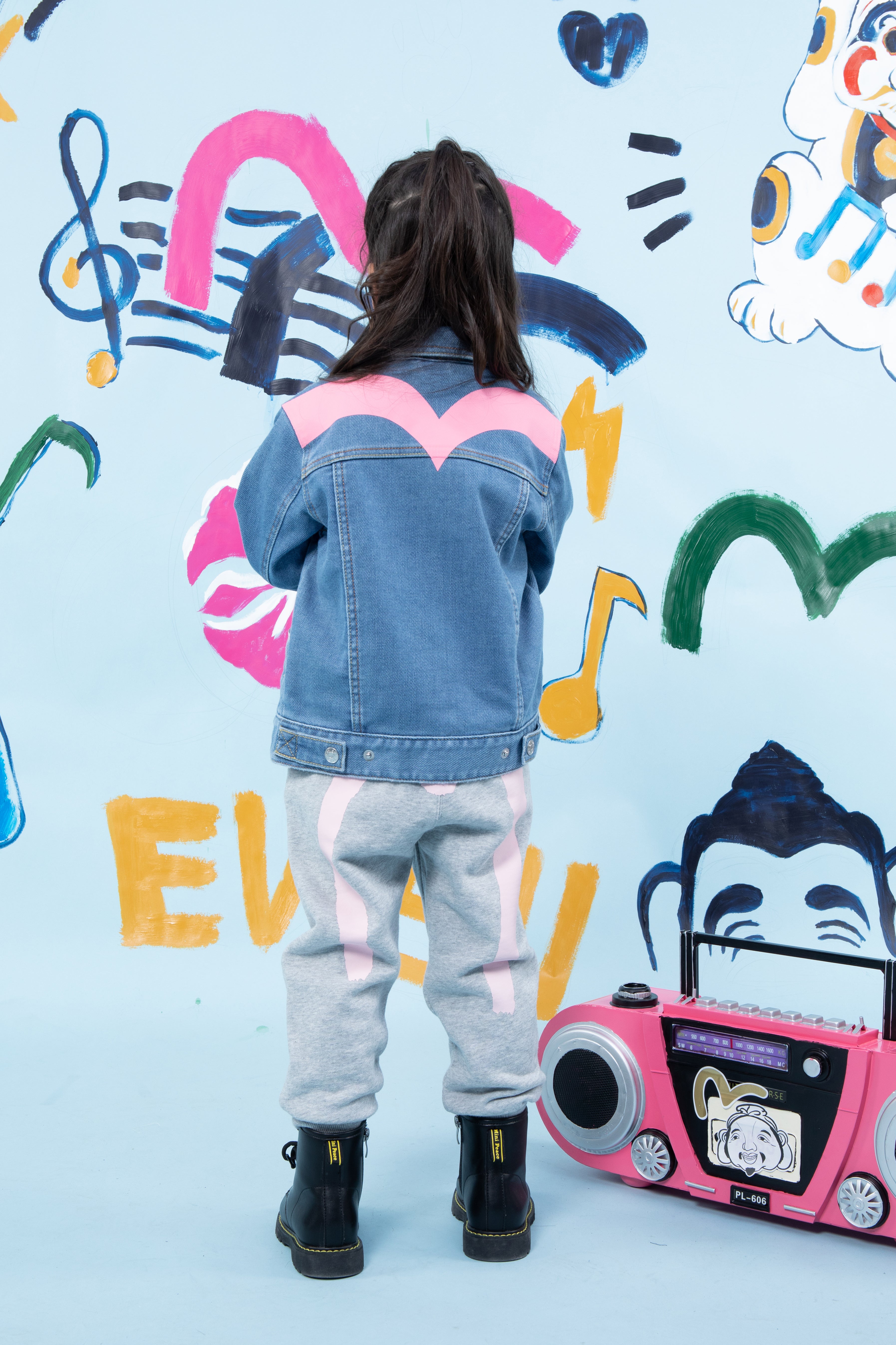 Daruma Buddies Print Denim Jacket