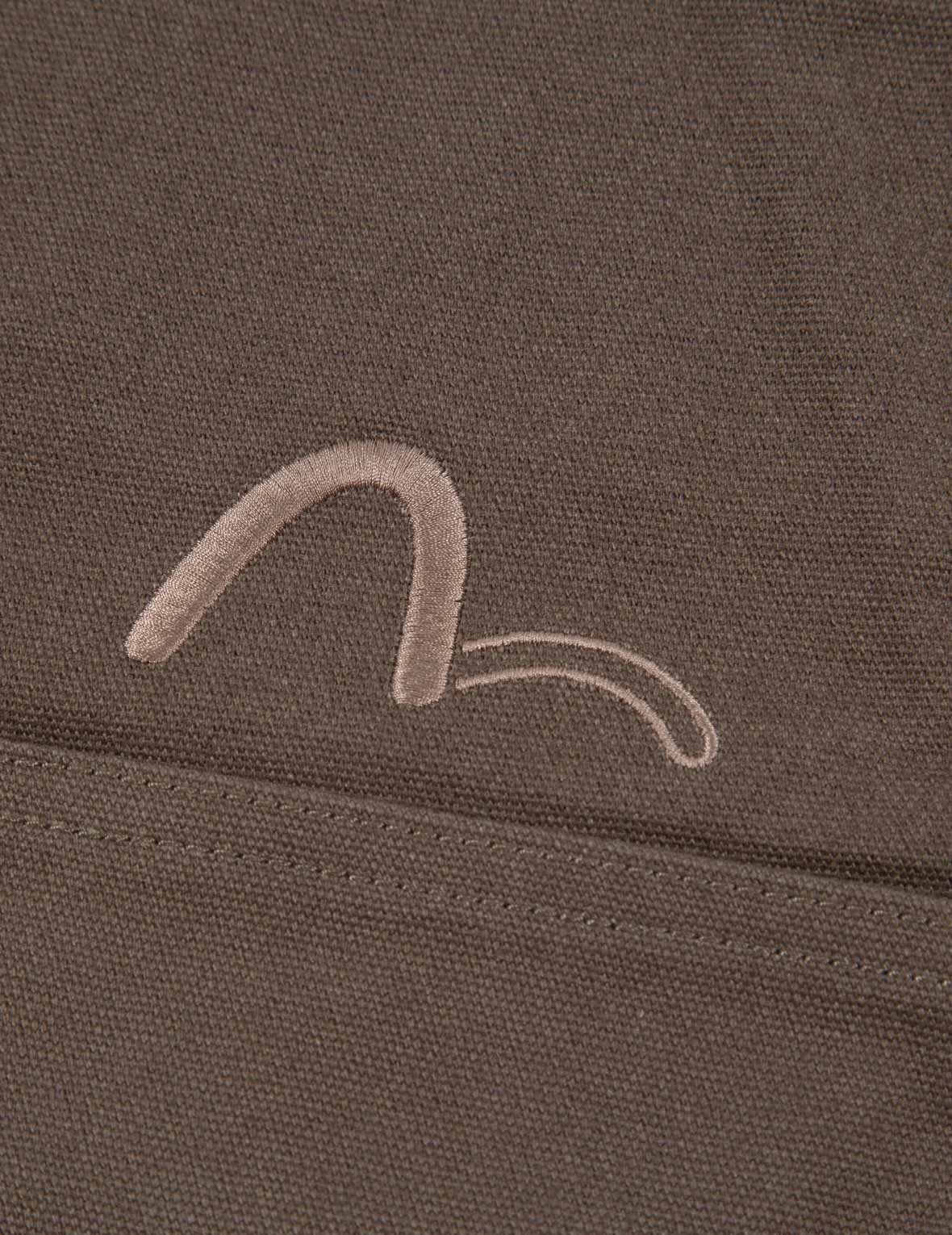 海鷗刺繡闊腿工裝褲