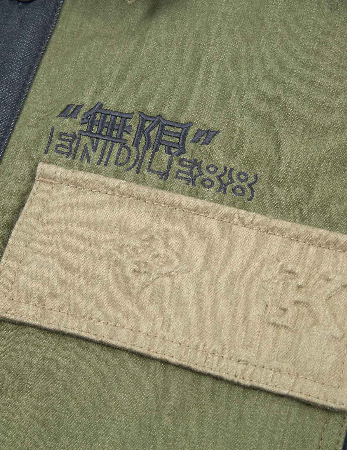 多元素凸印撞色襯衫式夾克