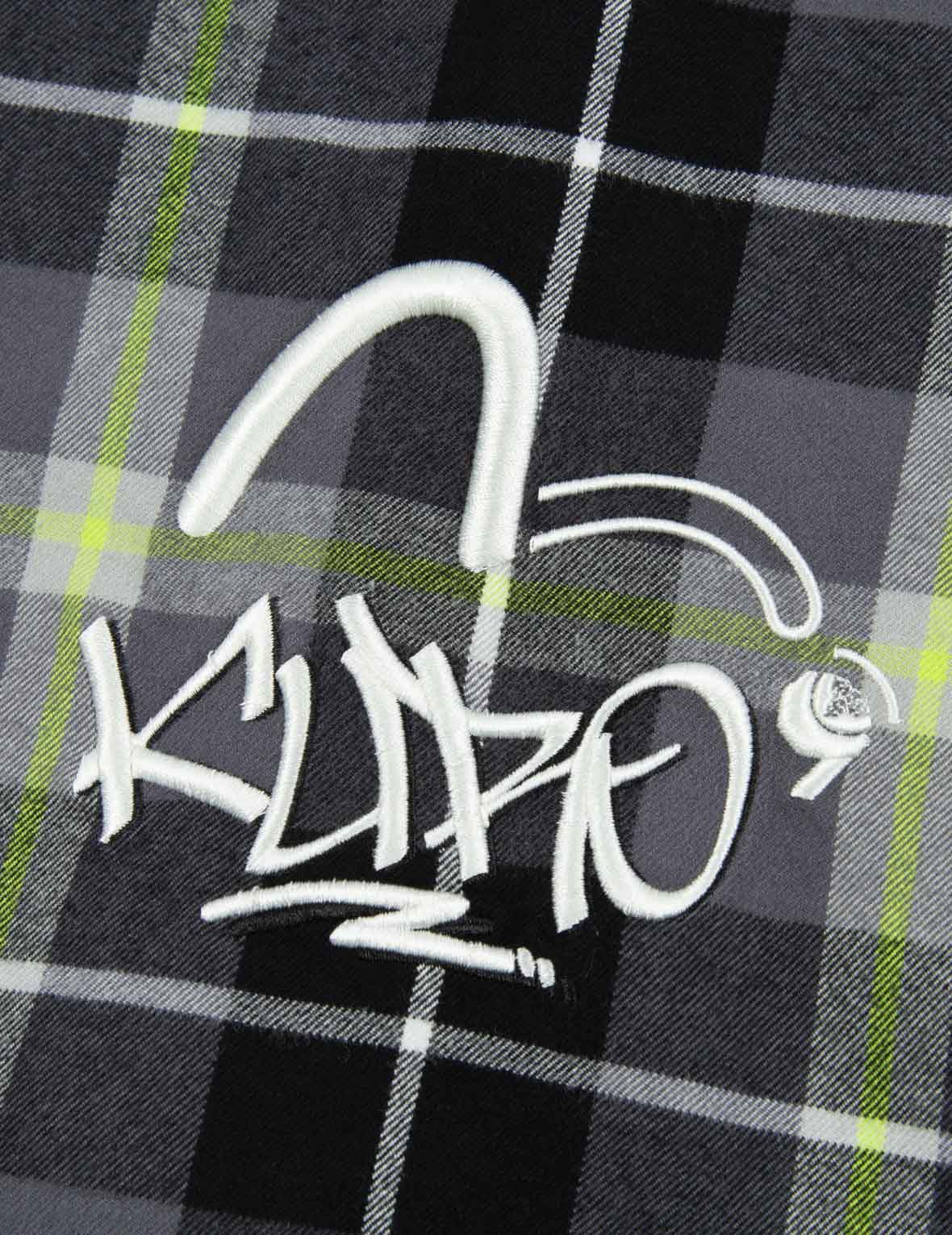 拼接翻蓋口袋格紋襯衫