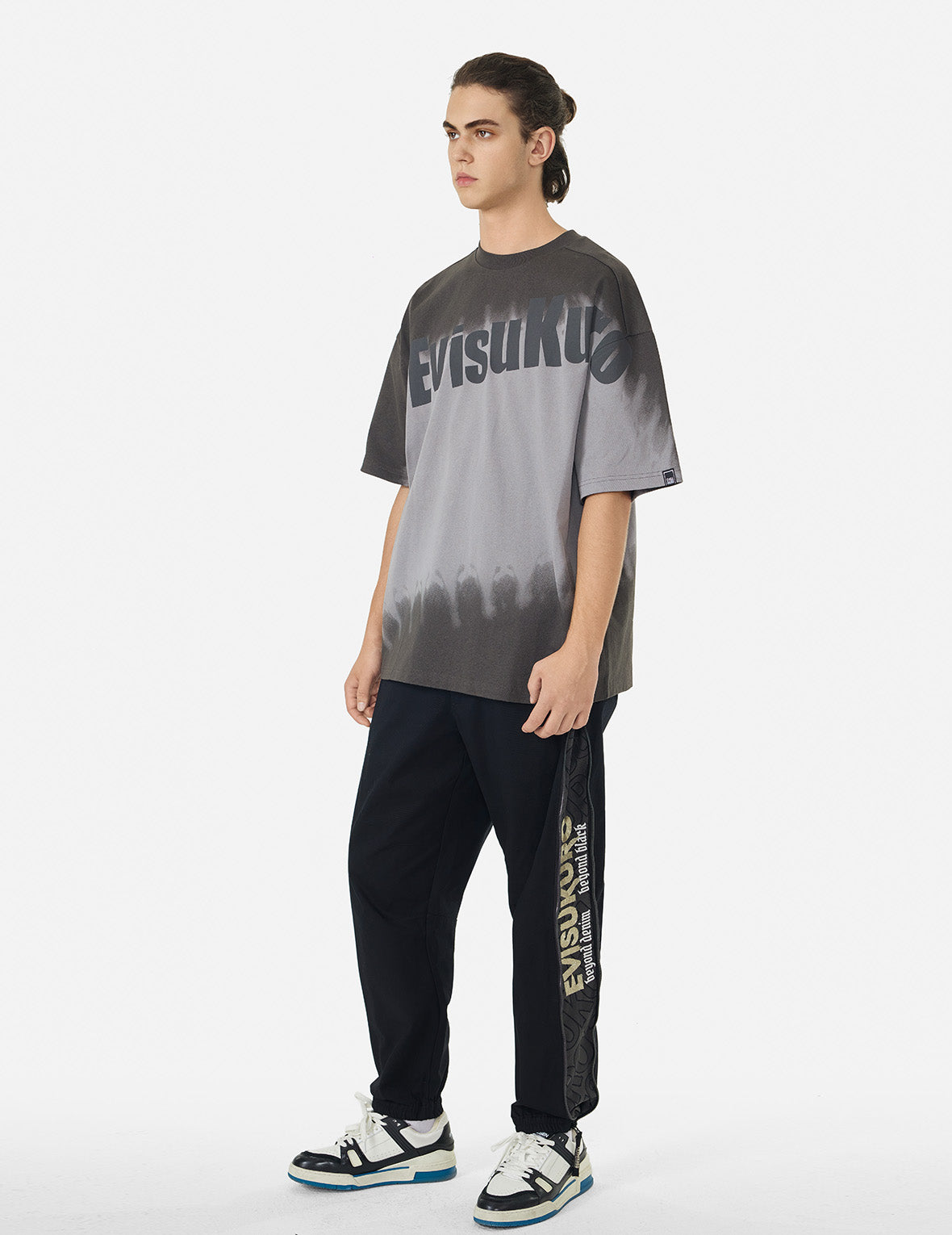 Tie-dye Logo and Slogan Print Oversized T-shirt