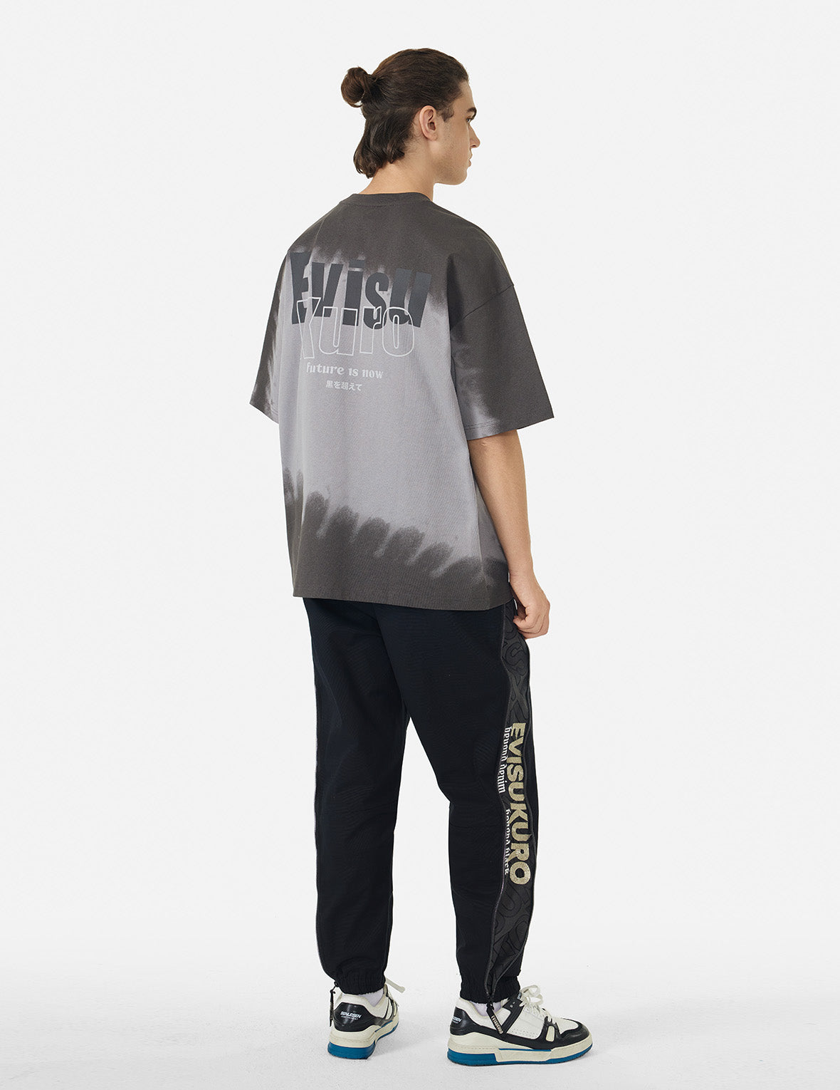 Tie-dye Logo and Slogan Print Oversized T-shirt