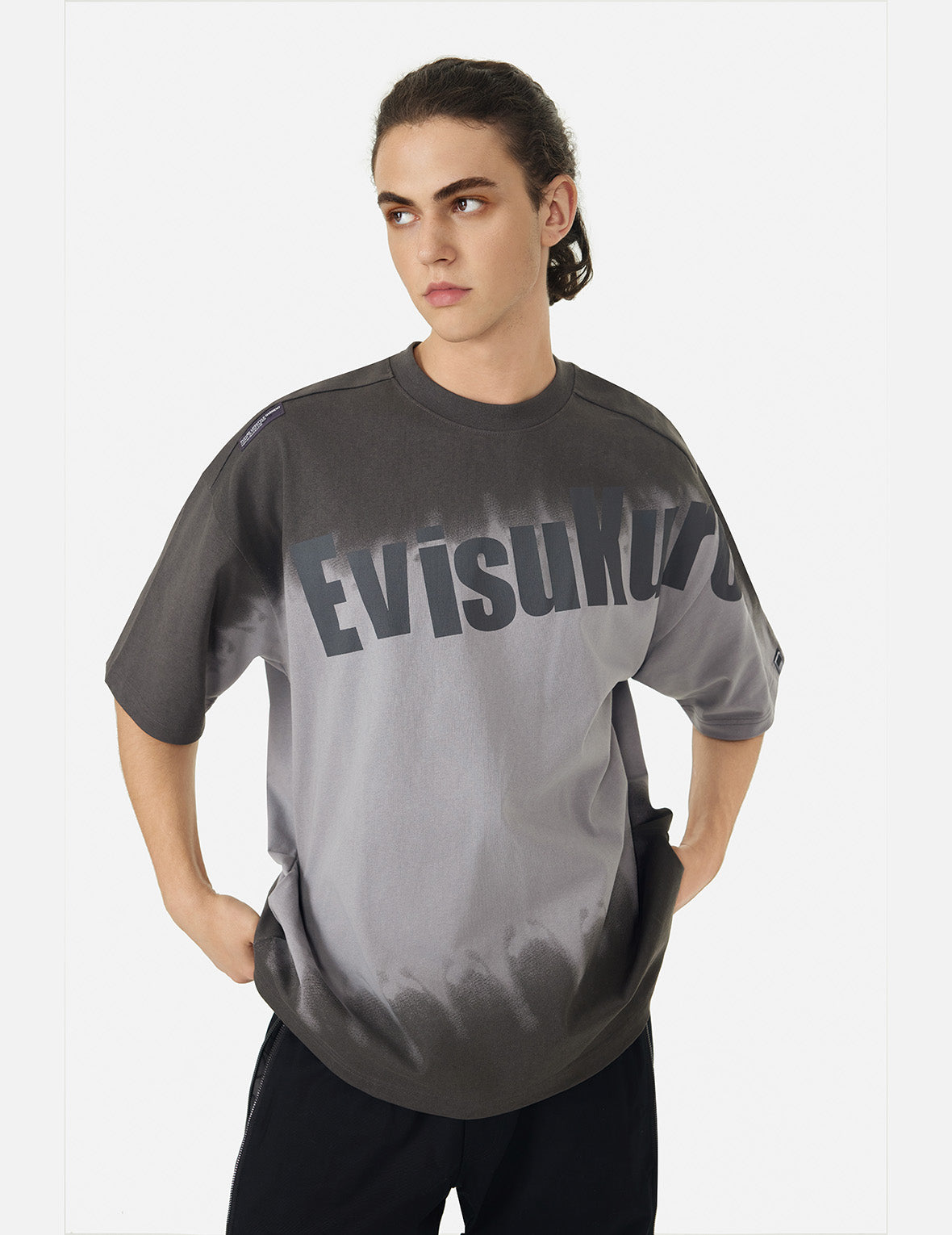 Tie-dye Logo and Slogan Print Oversized T-shirt