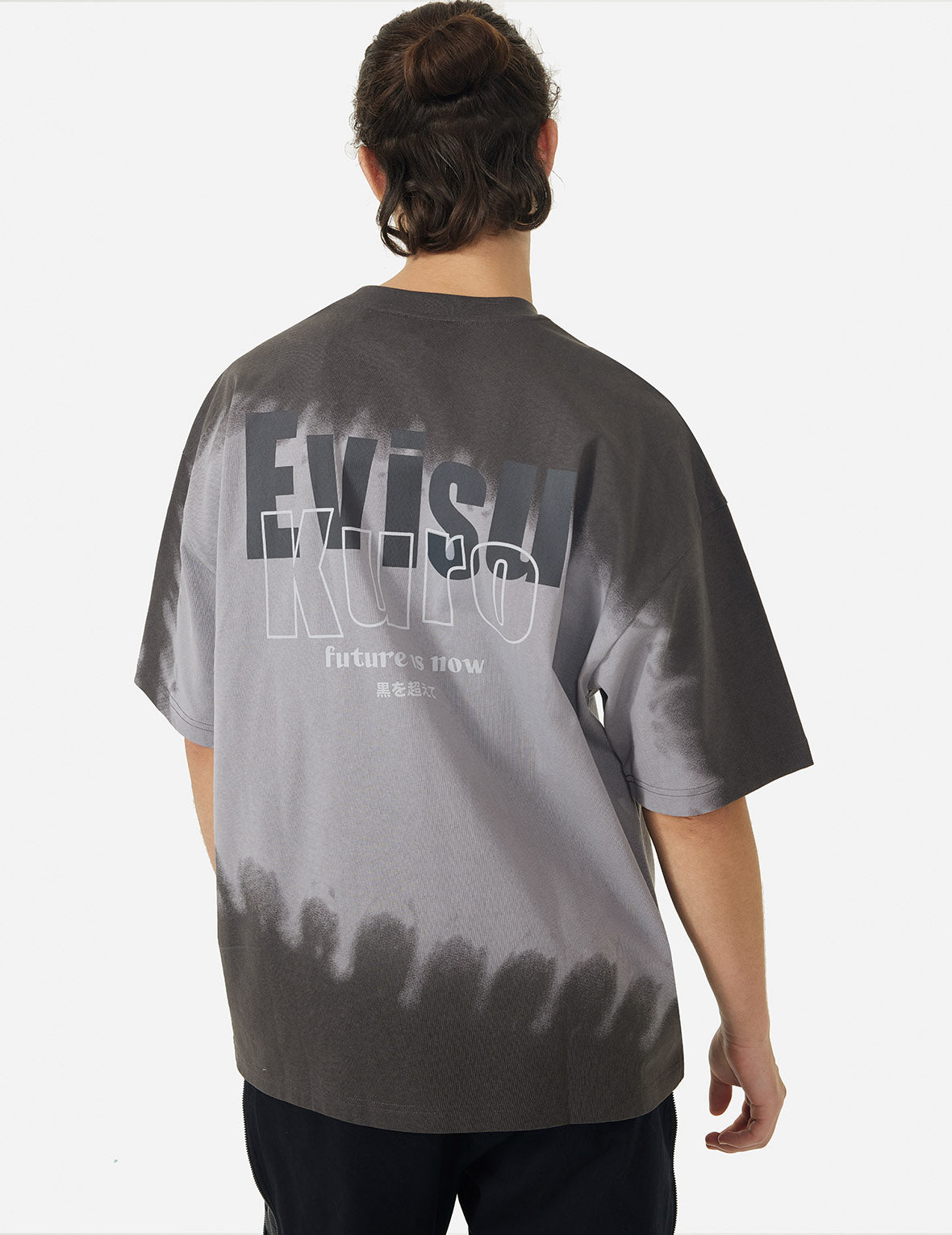 Tie-dye Logo and Slogan Print Oversized T-shirt