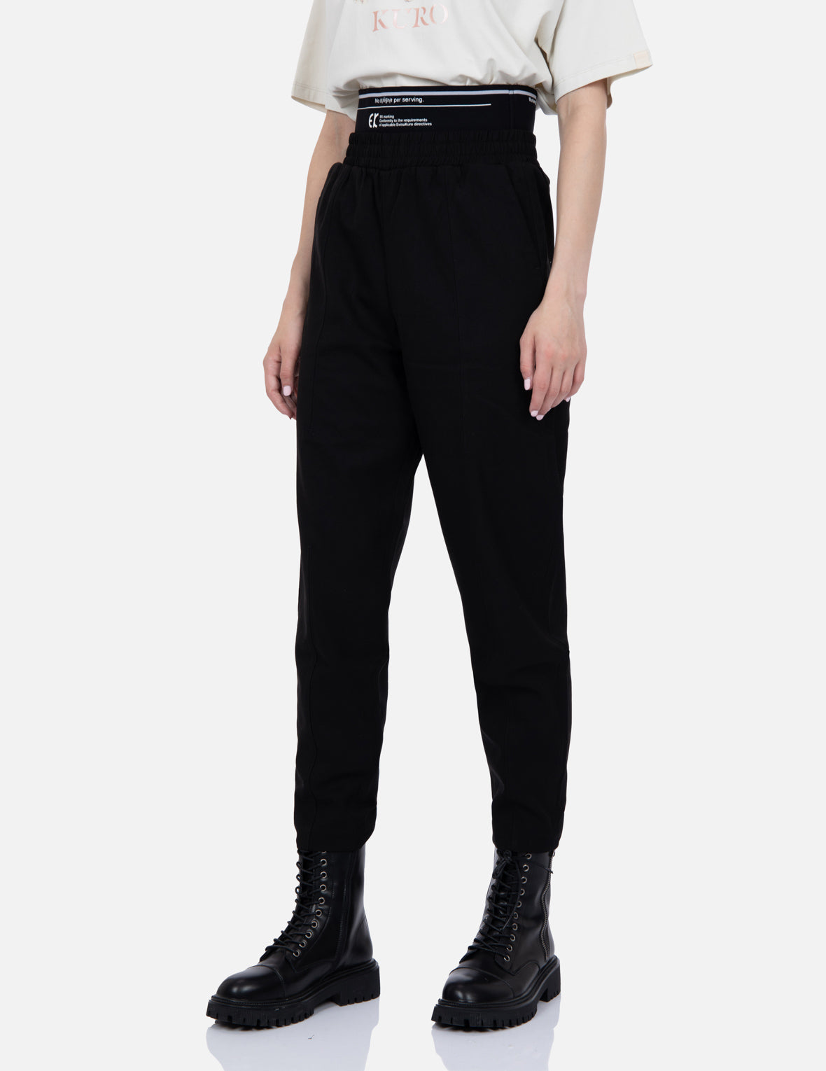 Logo Print Waistband Tapered Pants