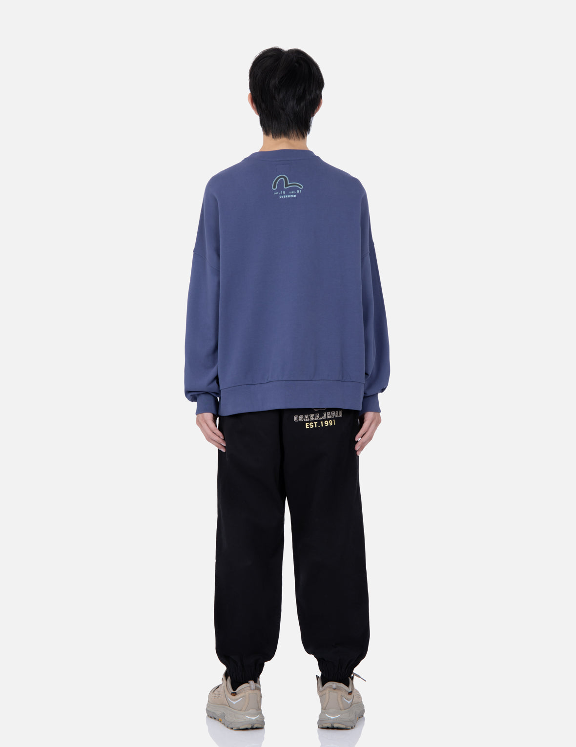 家花刺繡闊腿束腳褲