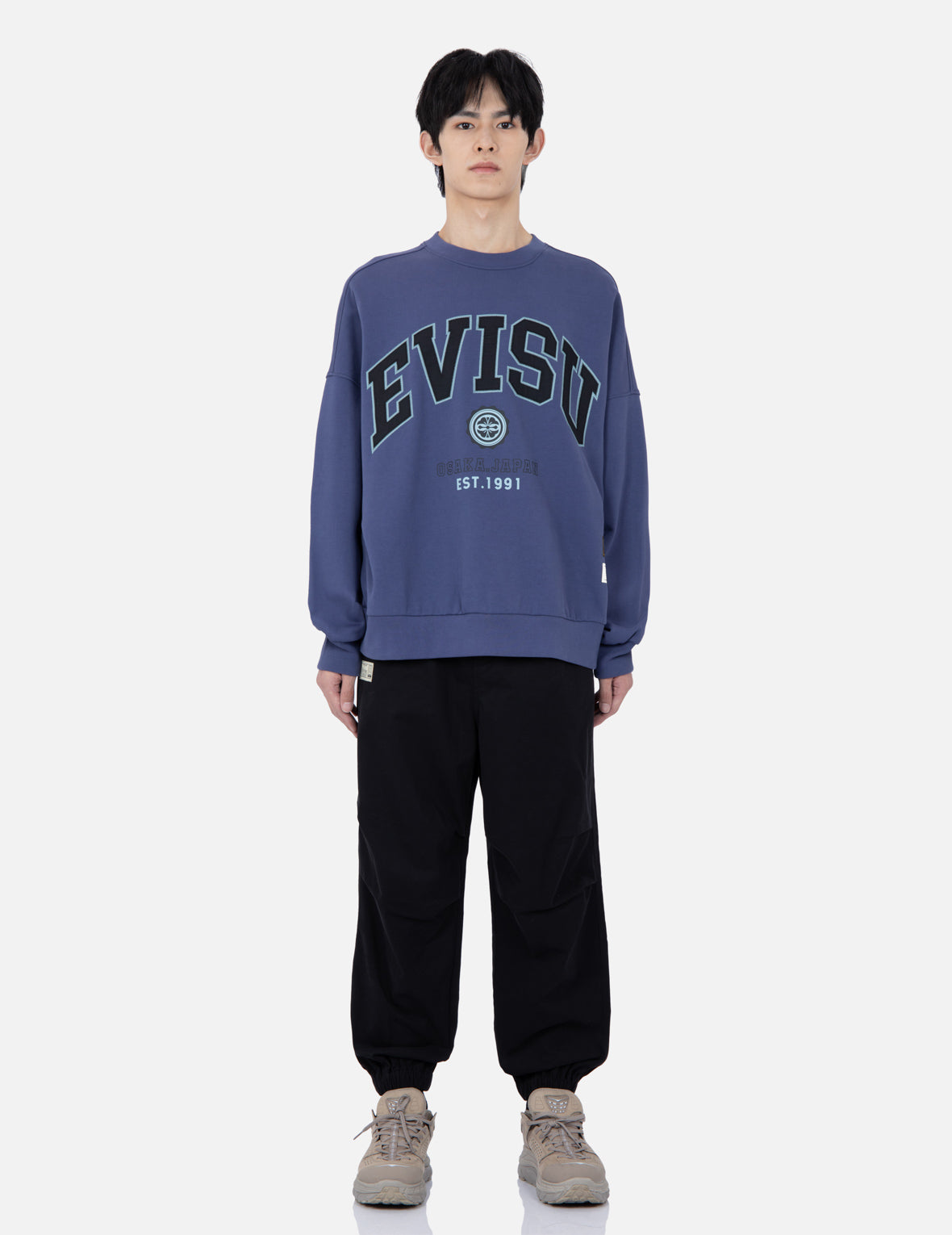 家花刺繡闊腿束腳褲