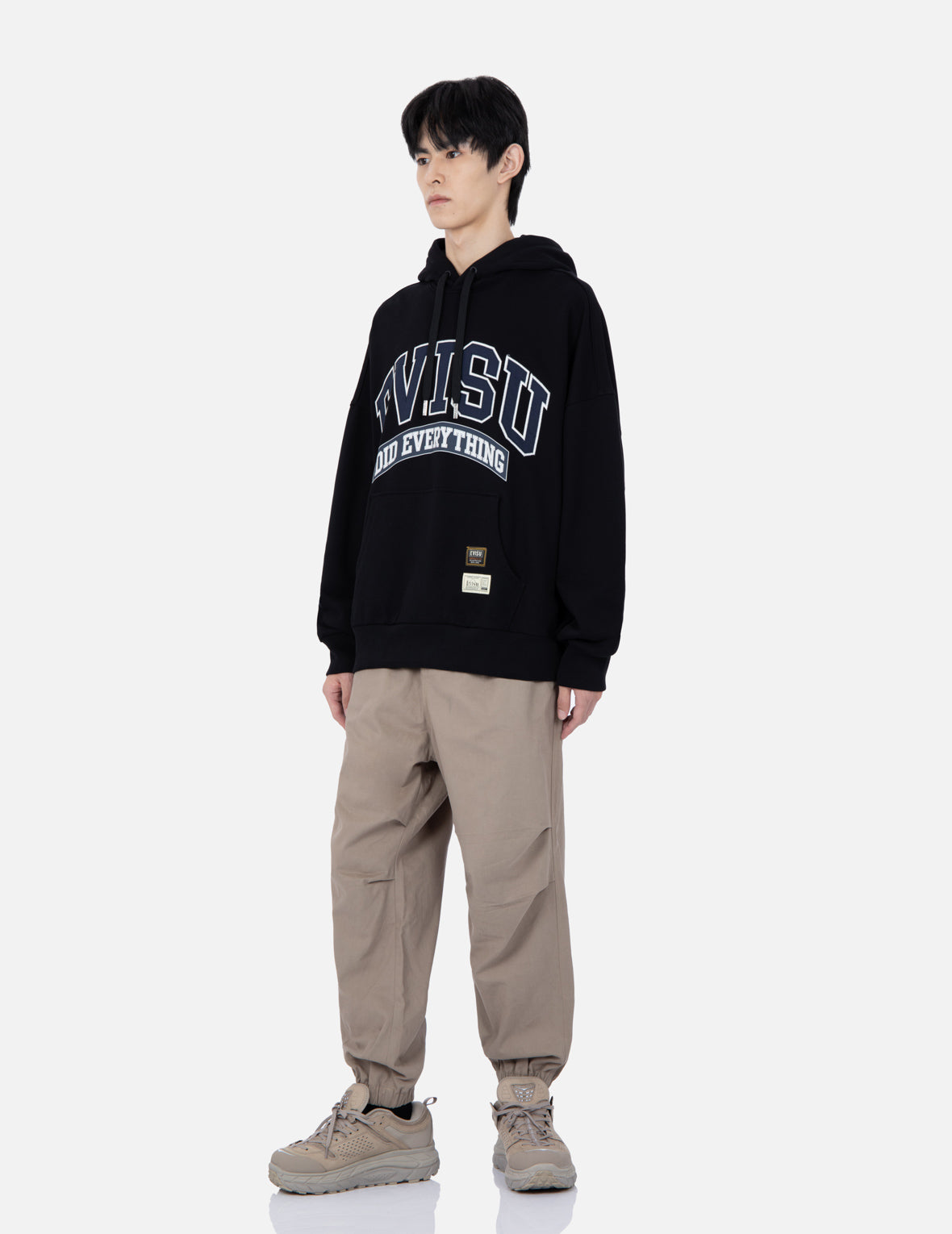 家花刺繡闊腿束腳褲