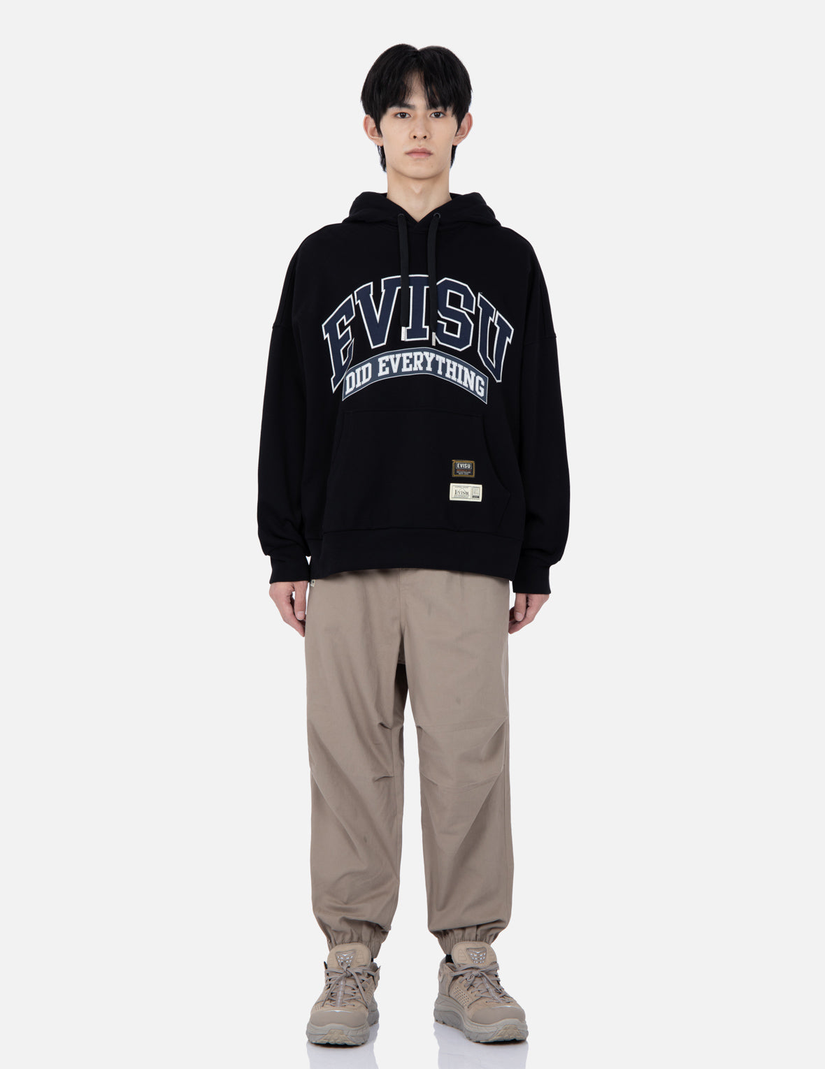 家花刺繡闊腿束腳褲