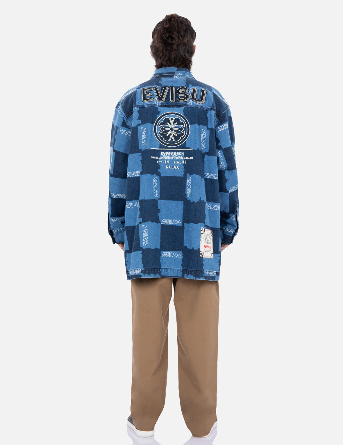 滿地格紋印花牛仔襯衫外套