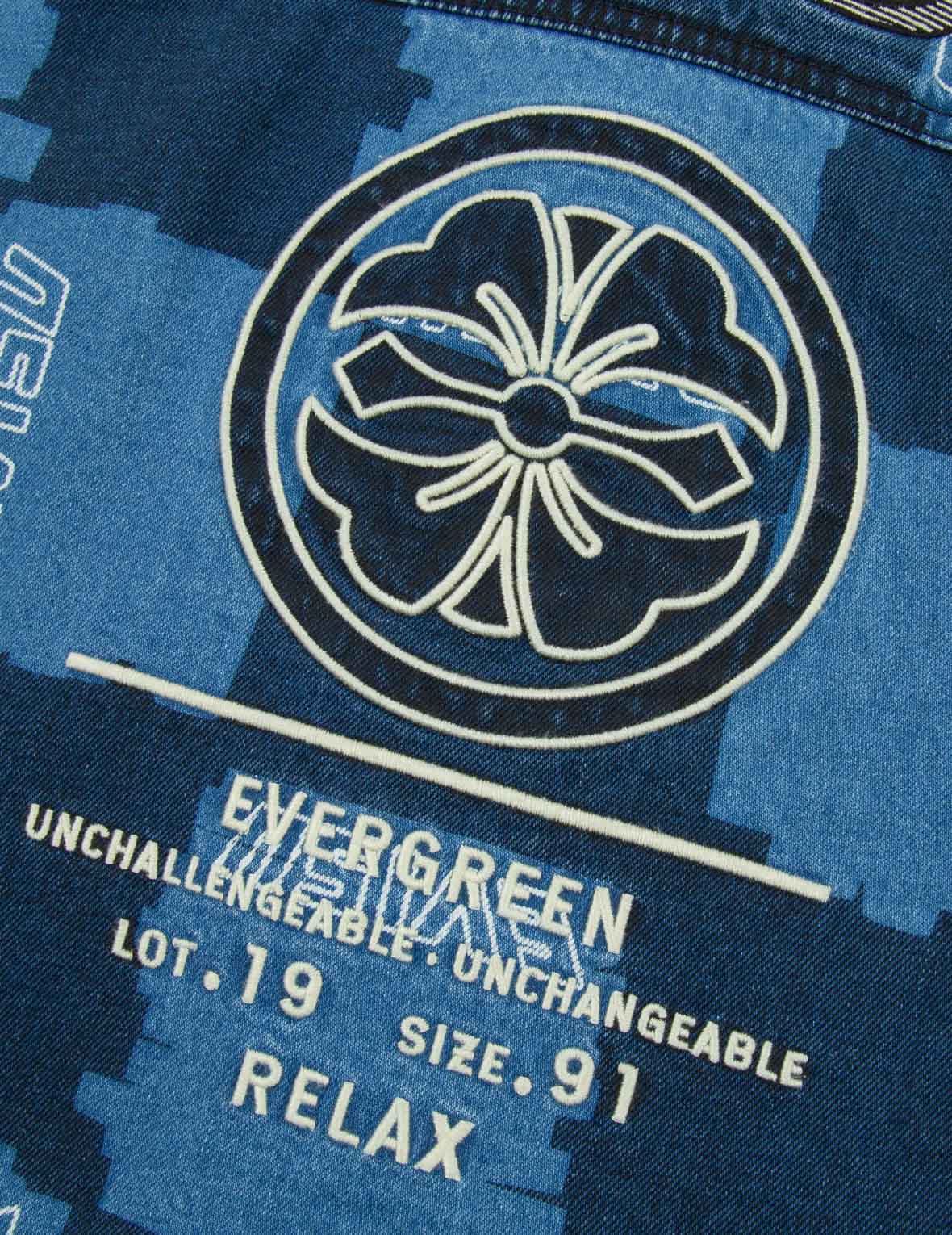 滿地格紋印花牛仔襯衫外套