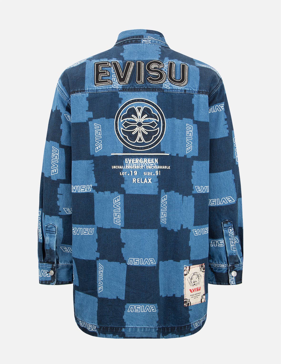 滿地格紋印花牛仔襯衫外套