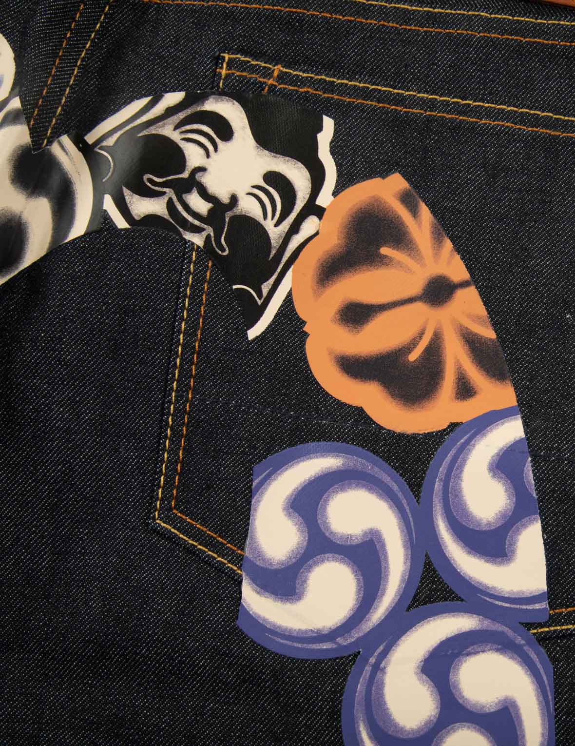 Godhead and Kamon Daicock print Taper Fit Jeans #2017