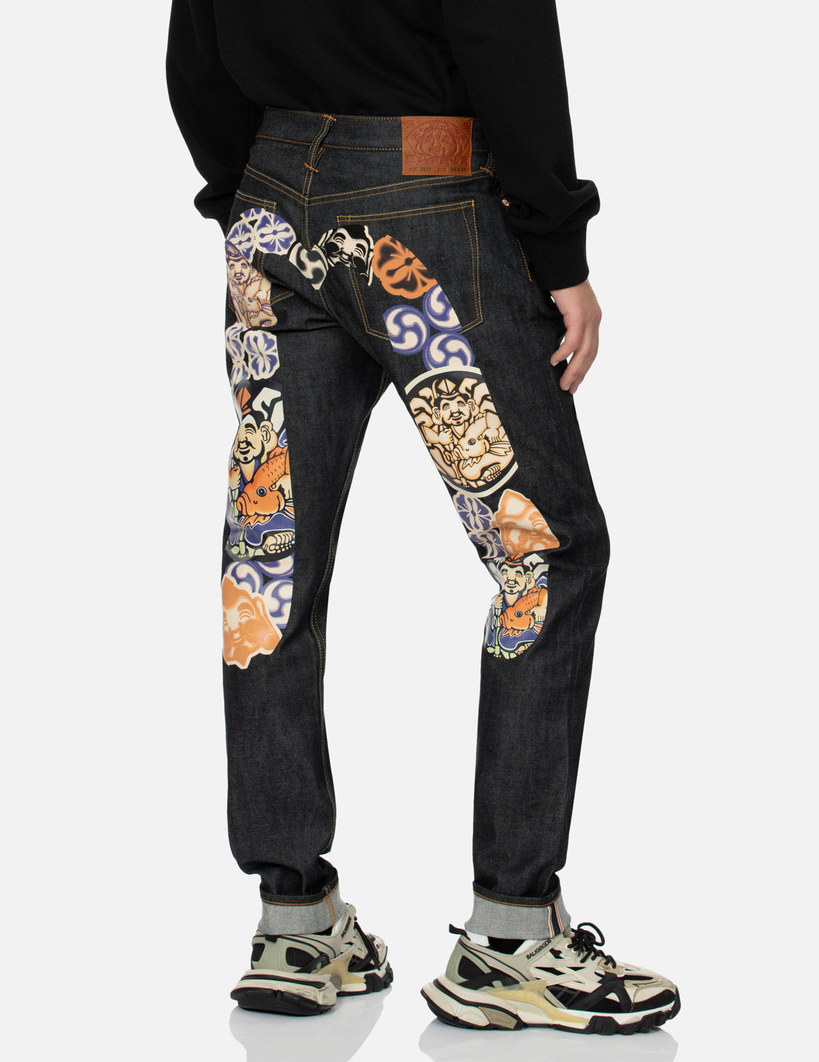 Godhead and Kamon Daicock print Taper Fit Jeans #2017