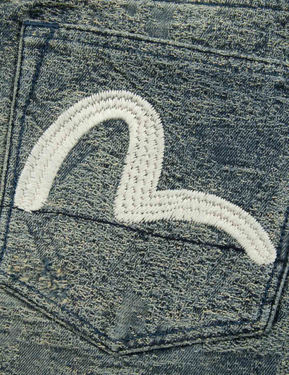 洗水海鷗刺繡常規直筒牛仔褲 #2008