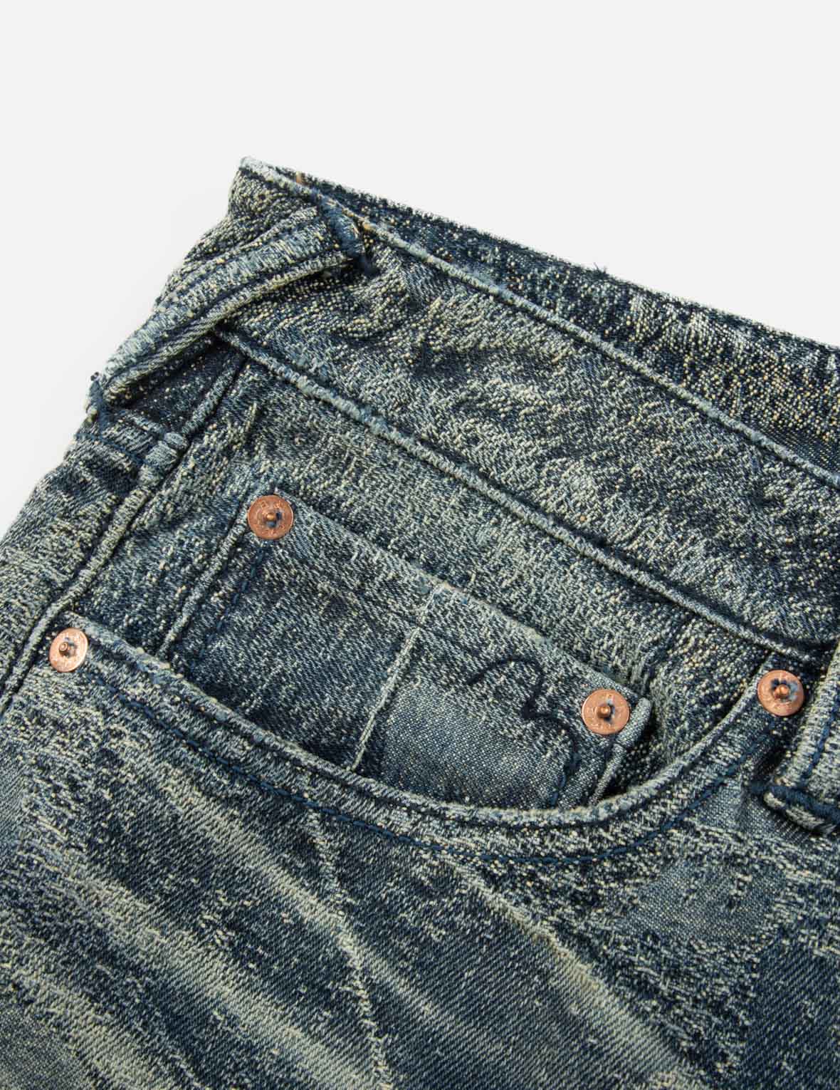 洗水海鷗刺繡常規直筒牛仔褲 #2008