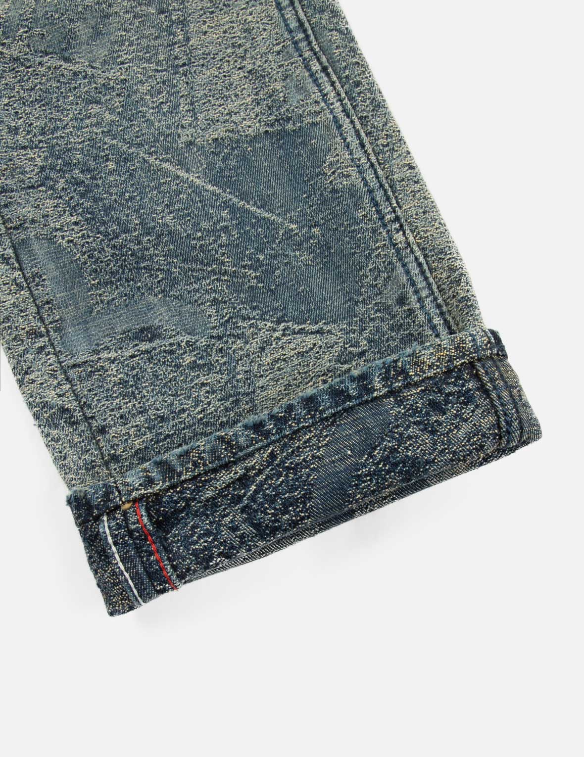 洗水海鷗刺繡常規直筒牛仔褲 #2008