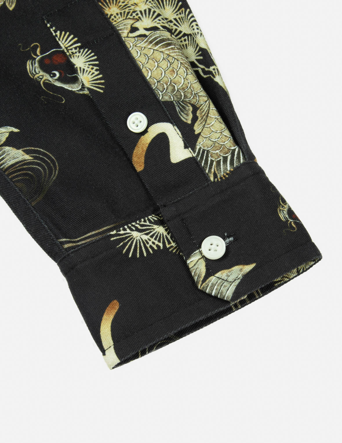 Allover Carp and Seagull Print Oversized Shirt