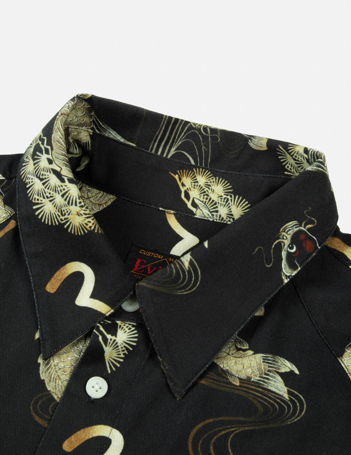 Allover Carp and Seagull Print Oversized Shirt