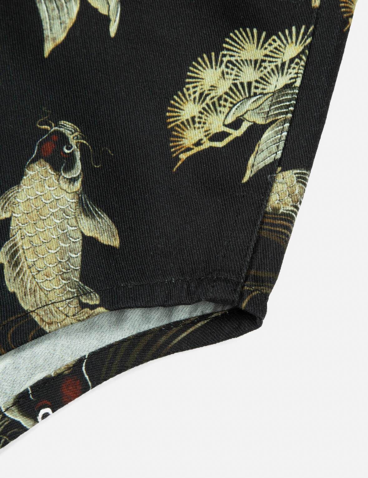 Allover Carp and Seagull Print Oversized Shirt