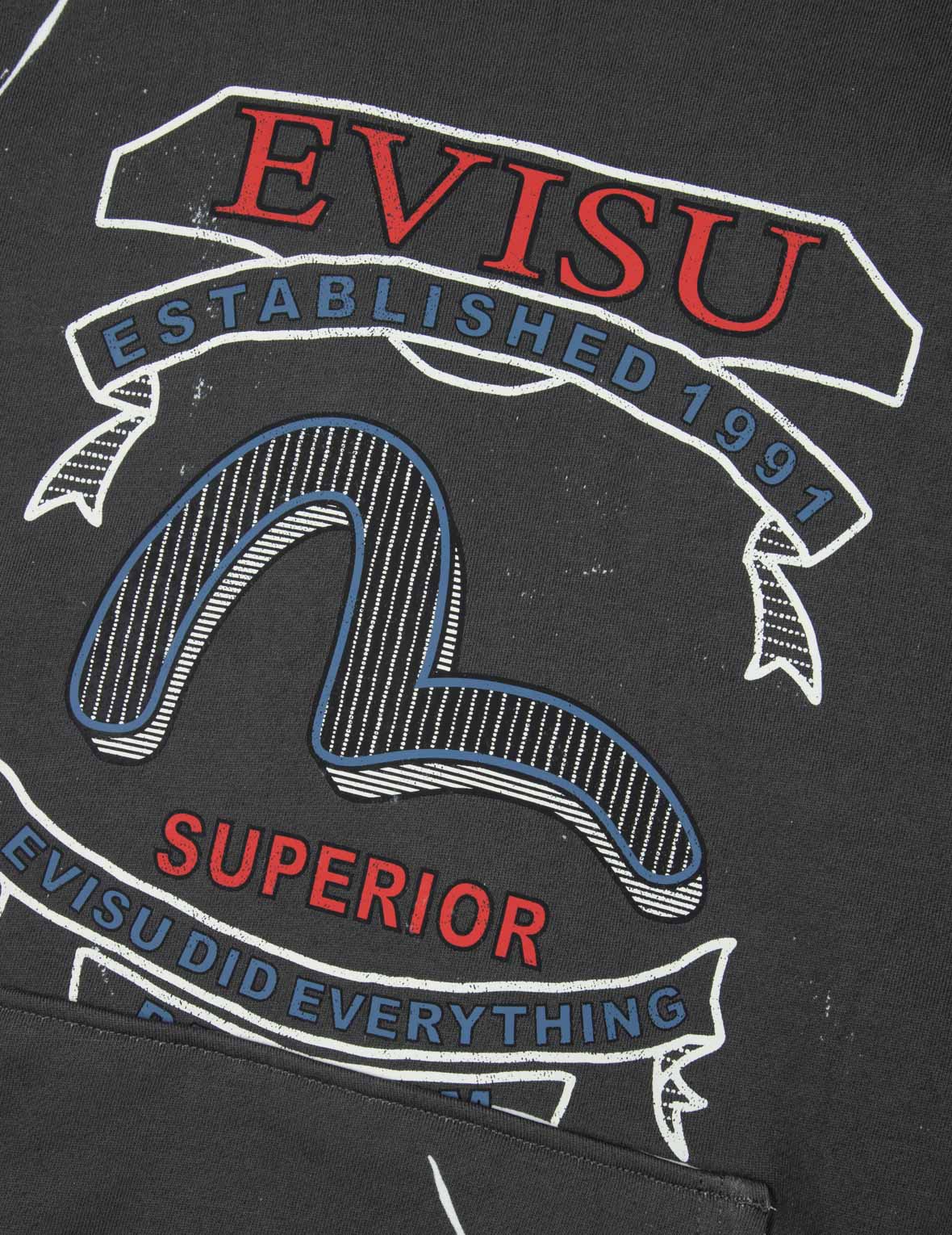 海鷗與商標拓印寬版休閒連帽衛衣