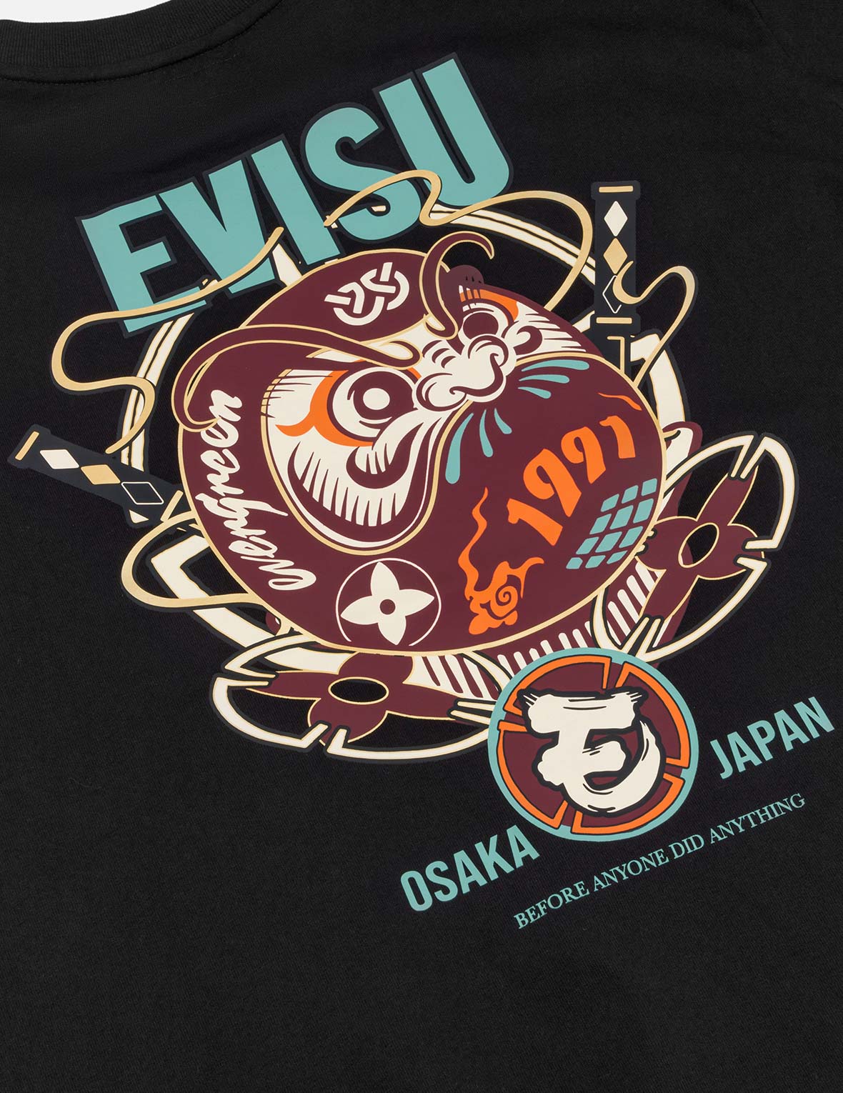 忍者達摩與商標印花常規版型T恤