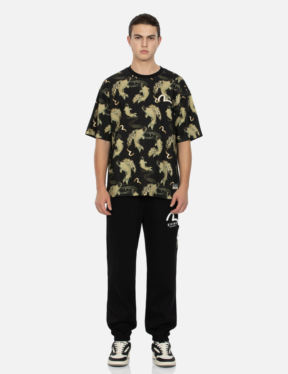 Allover Carp and Seagull Print Relax Fit T-shirt