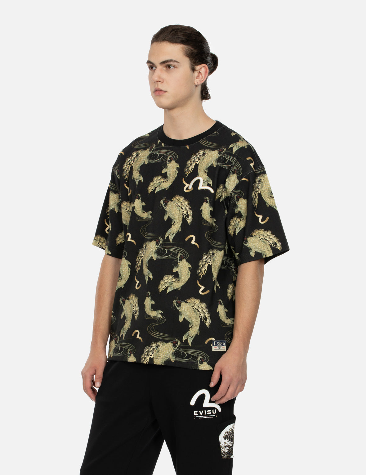 Allover Carp and Seagull Print Relax Fit T-shirt