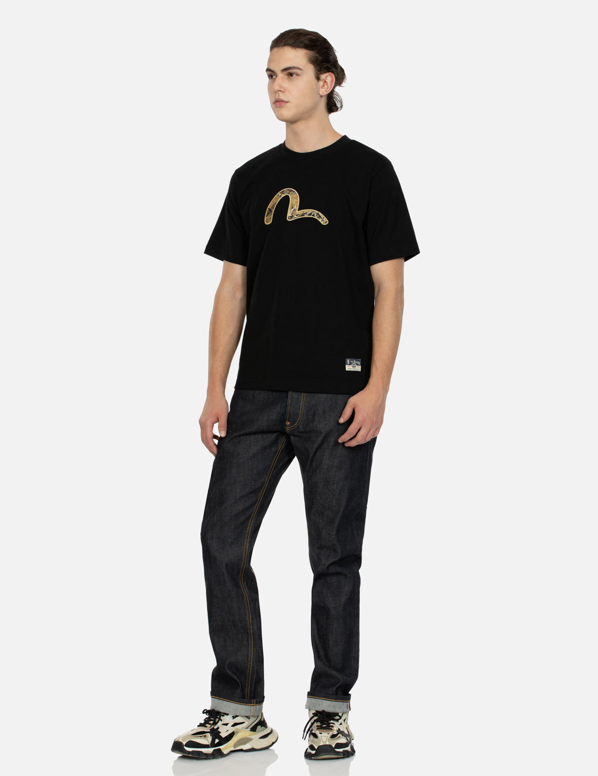 Sea God Print and Seagull Brocade Appliqué Regular Fit T-shirt