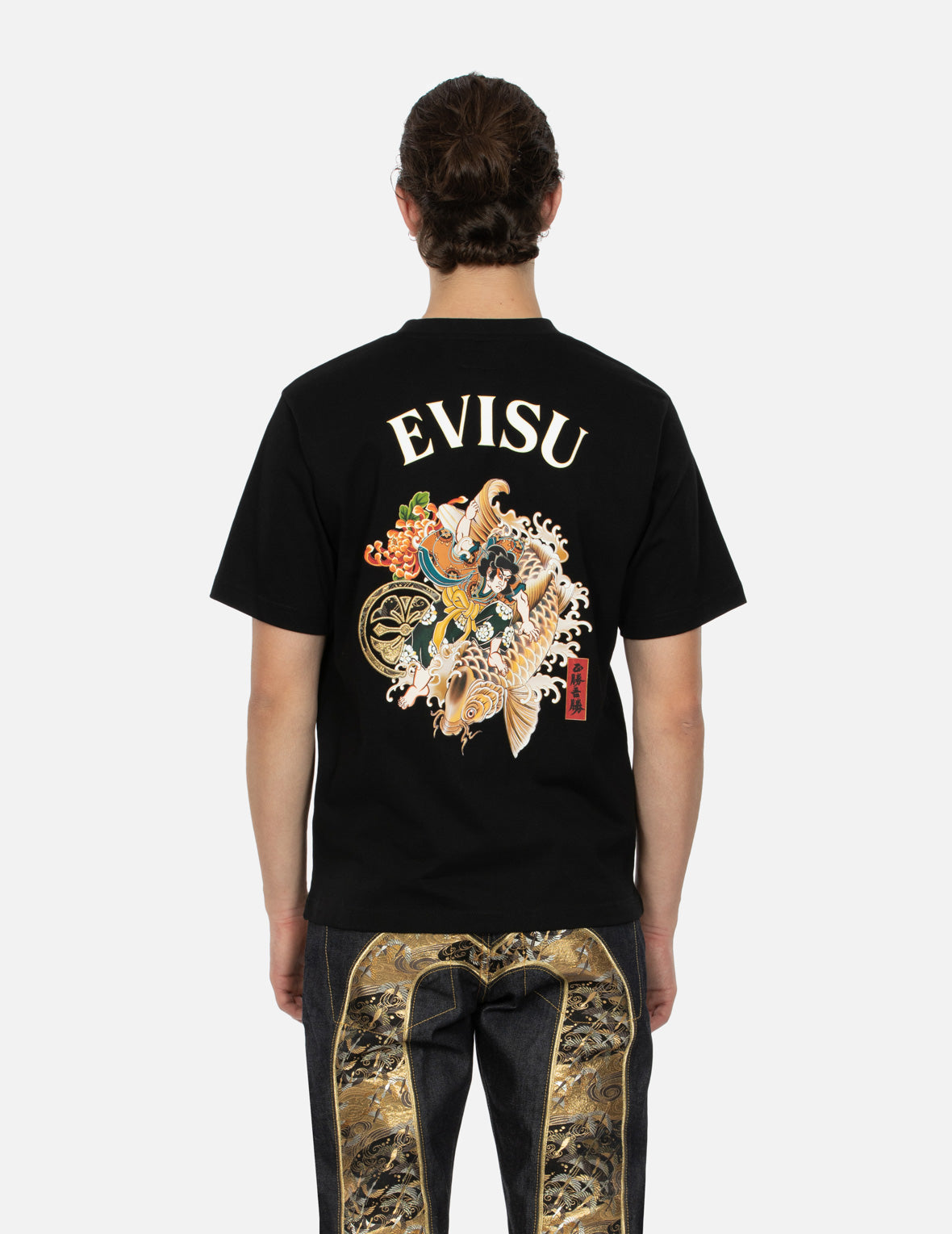 Sea God Print and Seagull Brocade Appliqué Regular Fit T-shirt