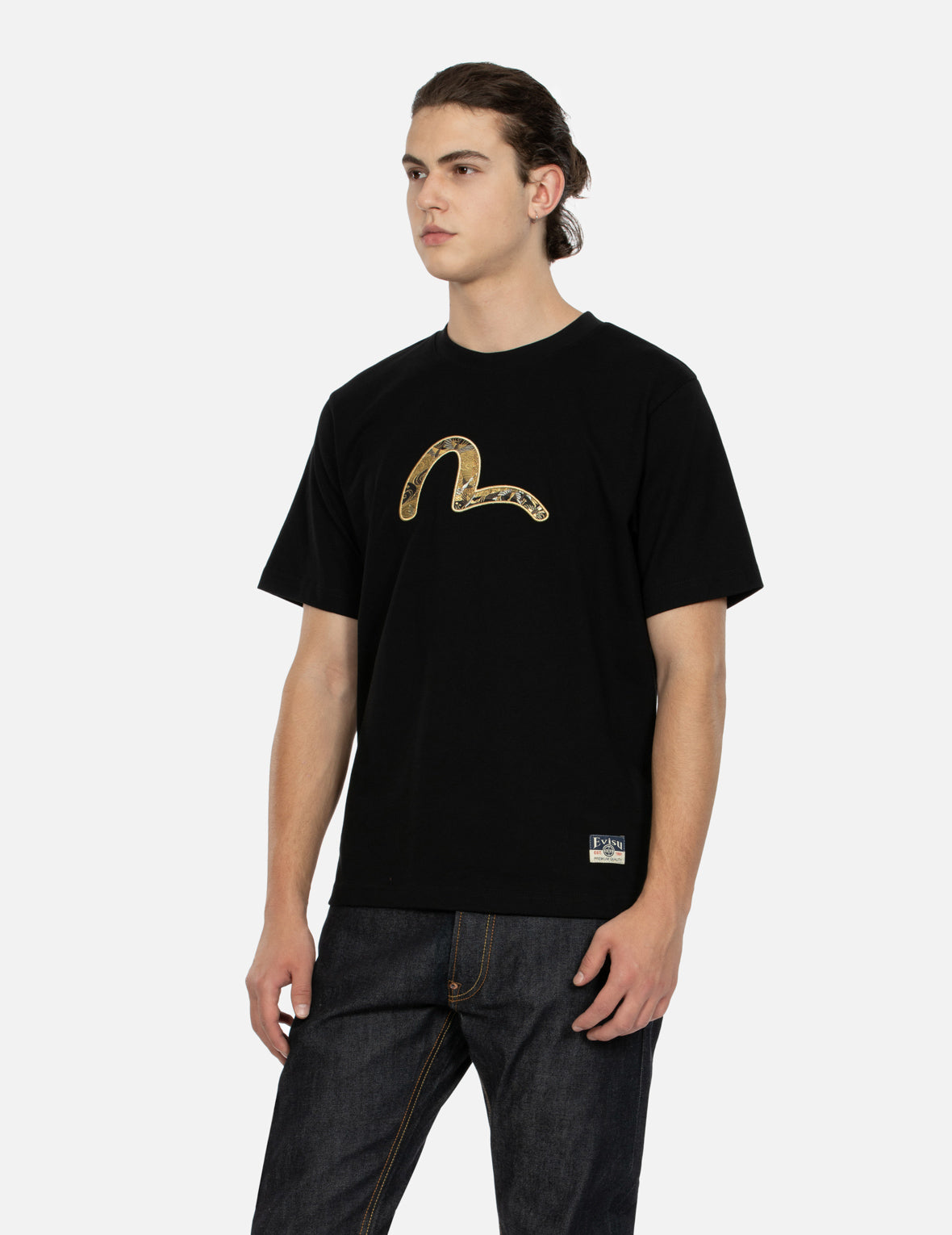 Sea God Print and Seagull Brocade Appliqué Regular Fit T-shirt
