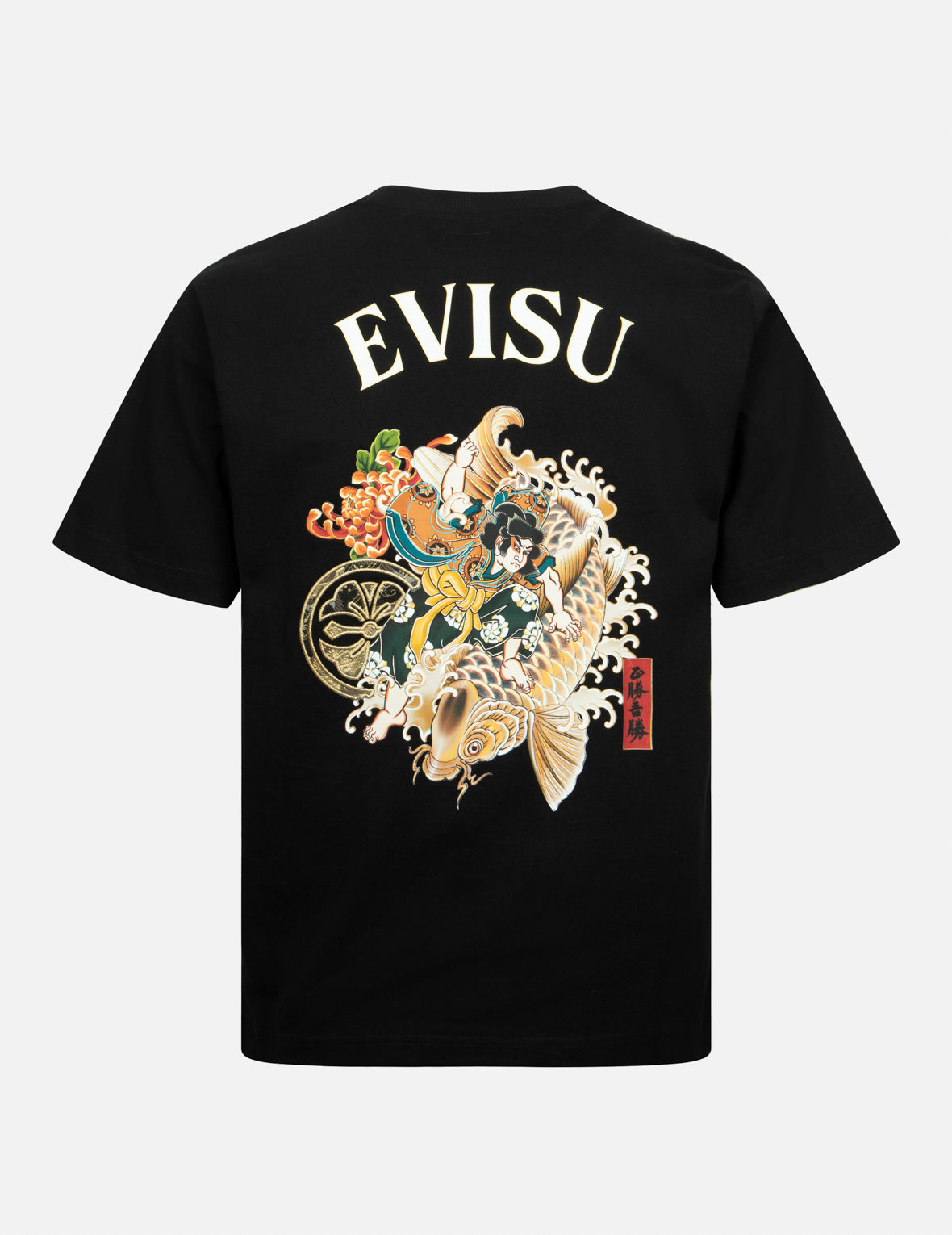 Sea God Print and Seagull Brocade Appliqué Regular Fit T-shirt