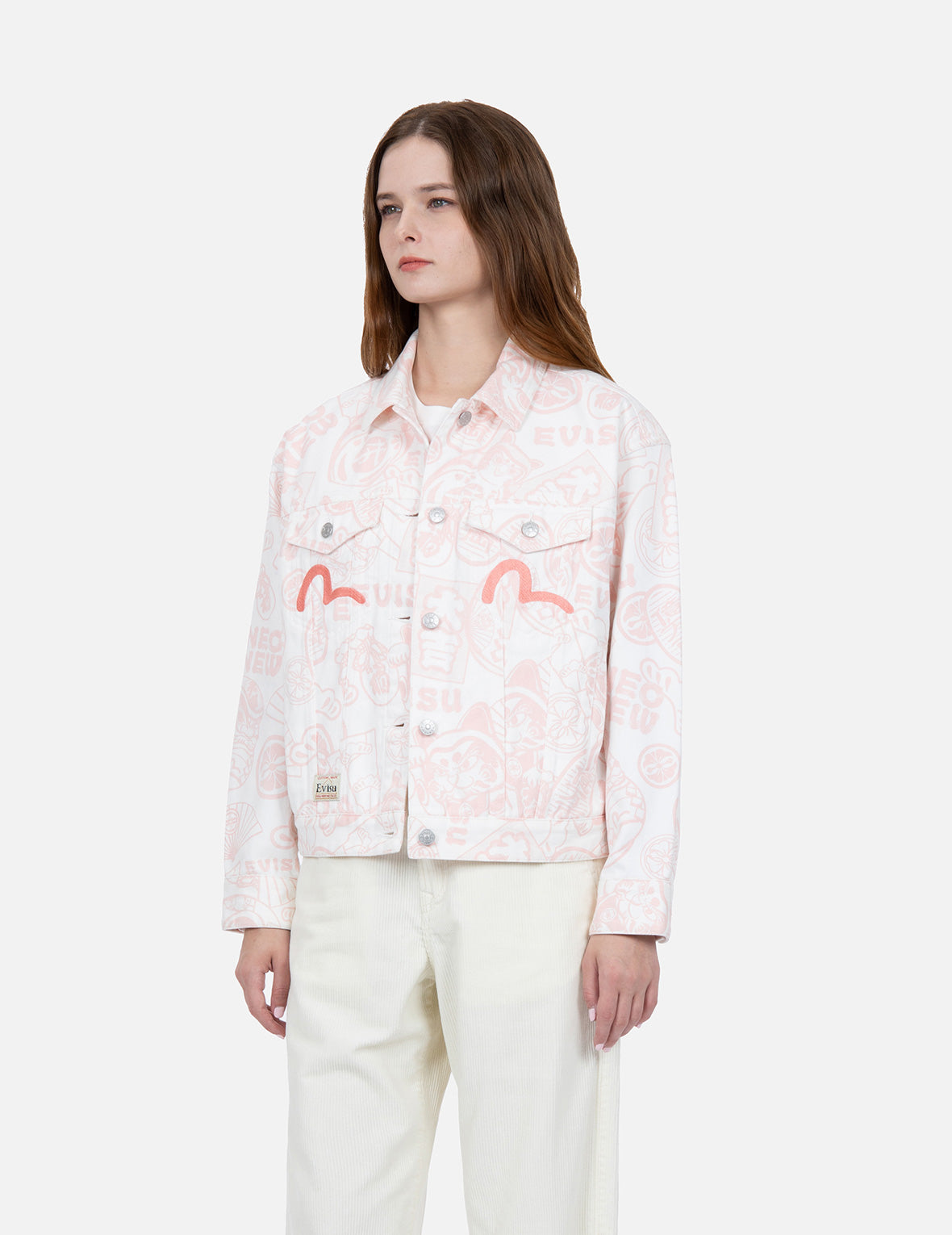 Allover EVISU Squad Discharge-Print Denim Jacket