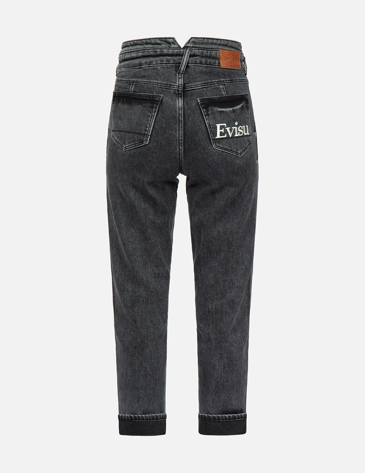 標誌刺繡錐形牛仔褲