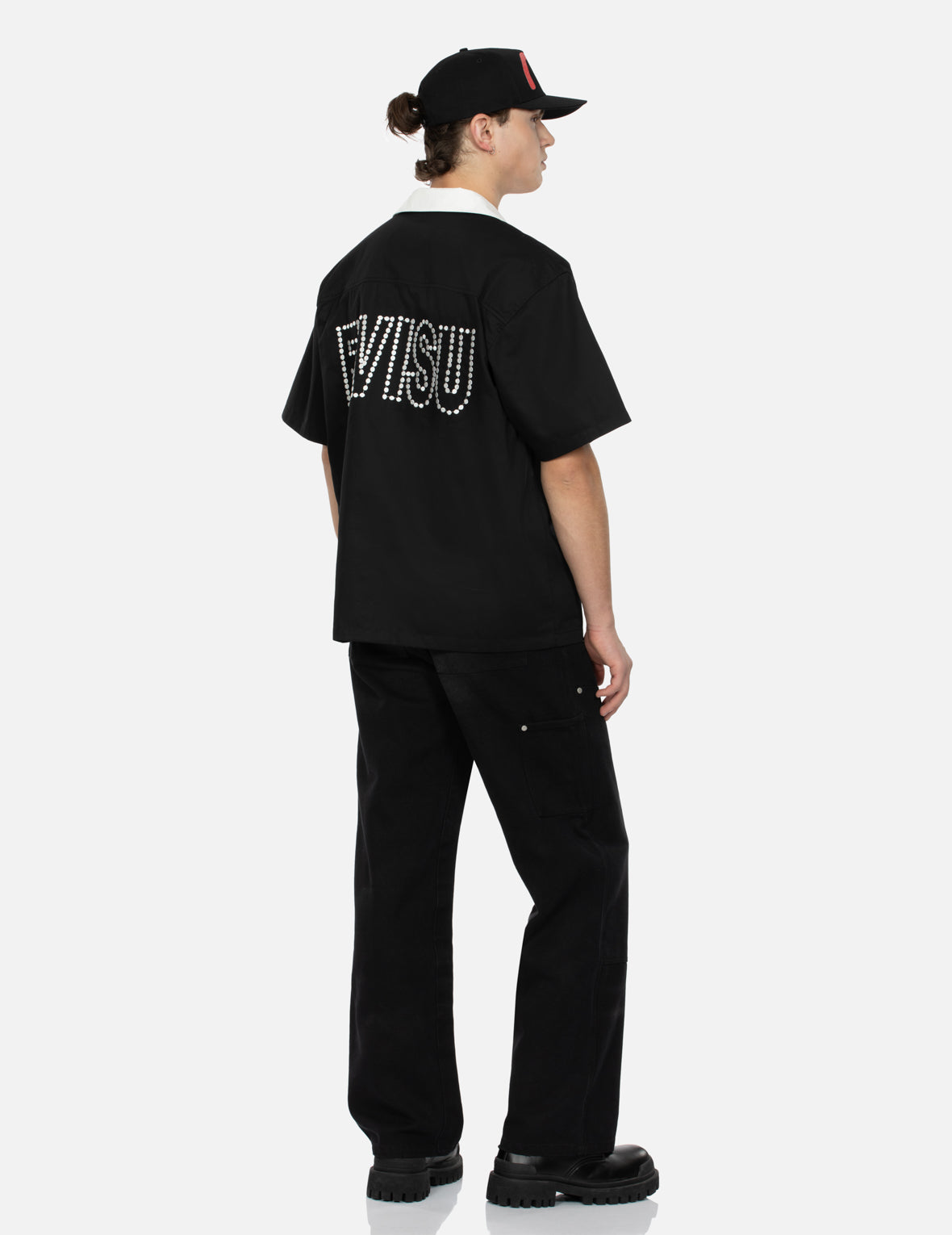 海鷗貼布刺繡鬆身闊腿木工褲