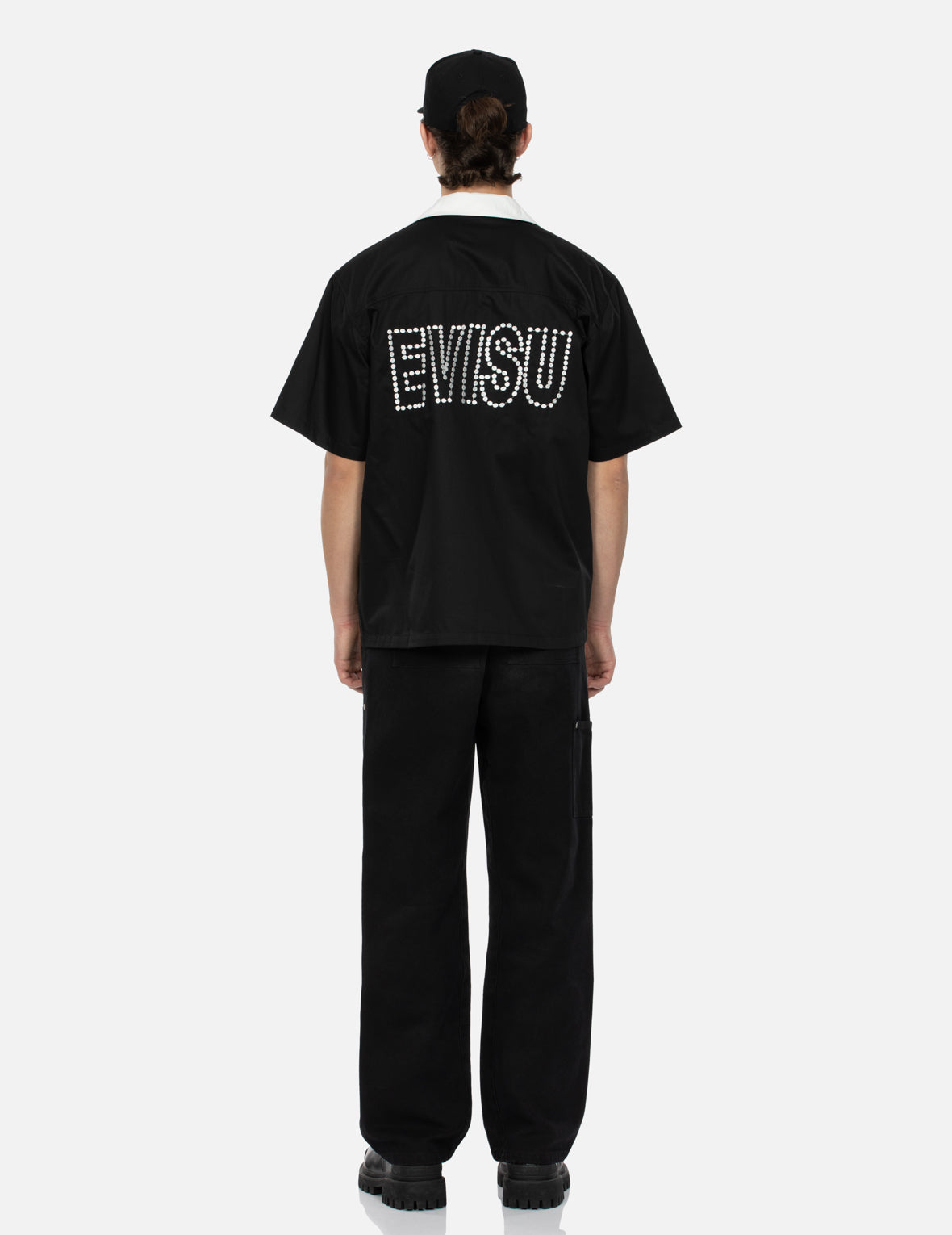 海鷗貼布刺繡鬆身闊腿木工褲