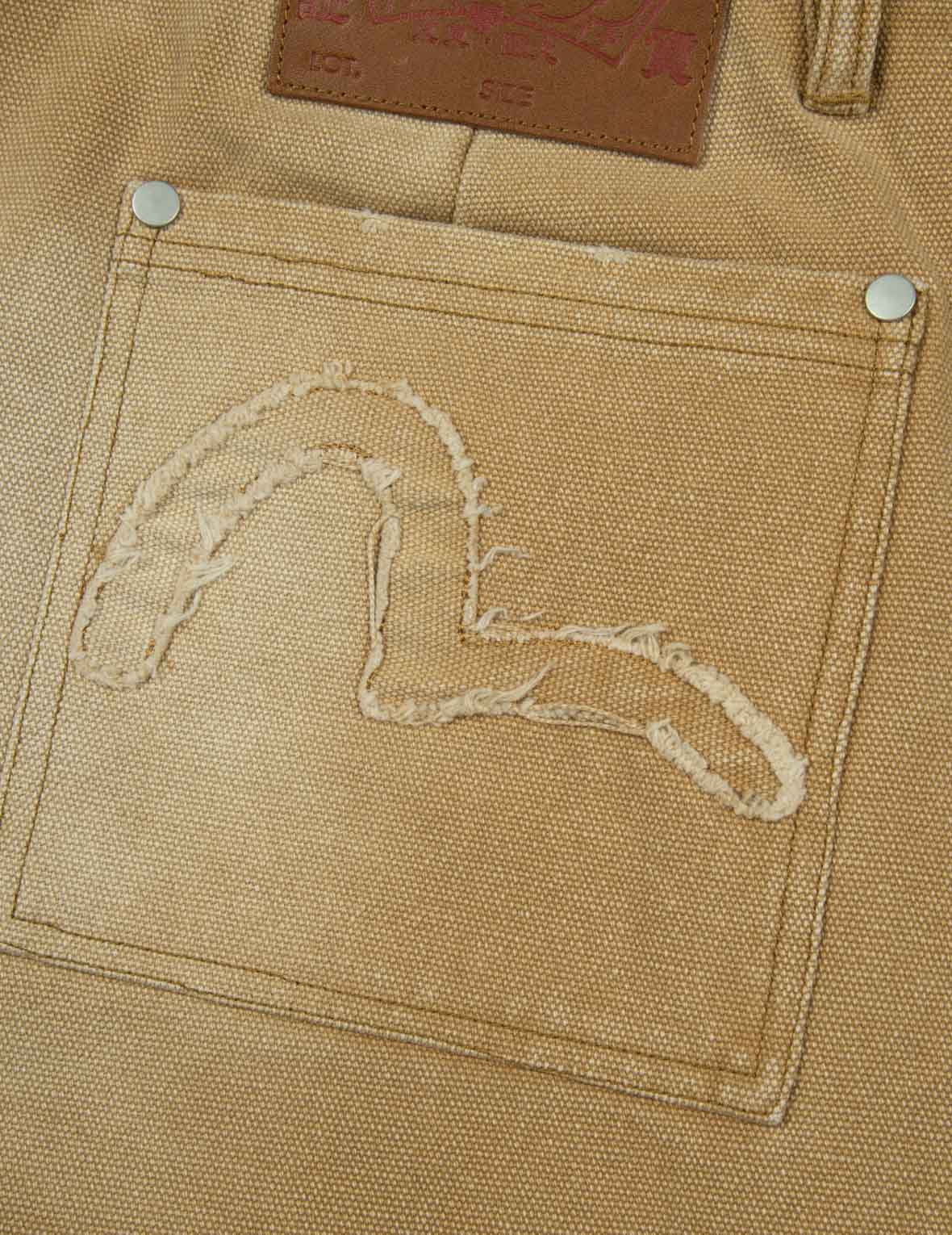 海鷗貼布刺繡鬆身闊腿木工褲