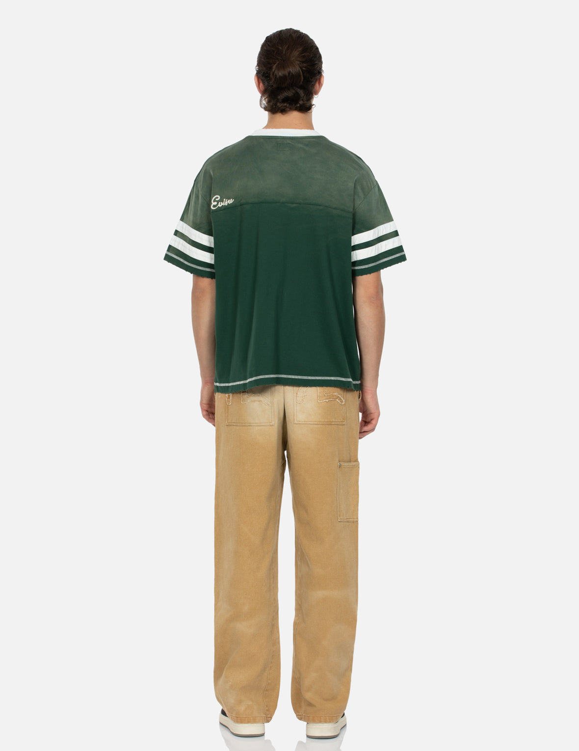 海鷗貼布刺繡鬆身闊腿木工褲