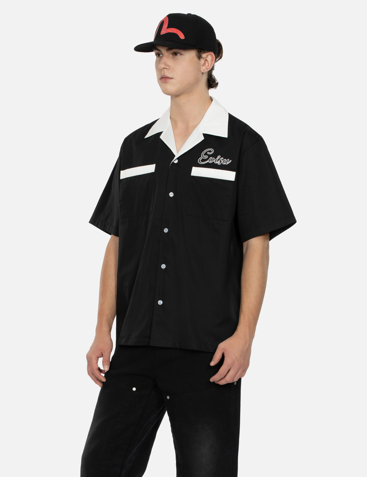 Chain-Stitched Embroidery Logo Boxy Tencel Shirt