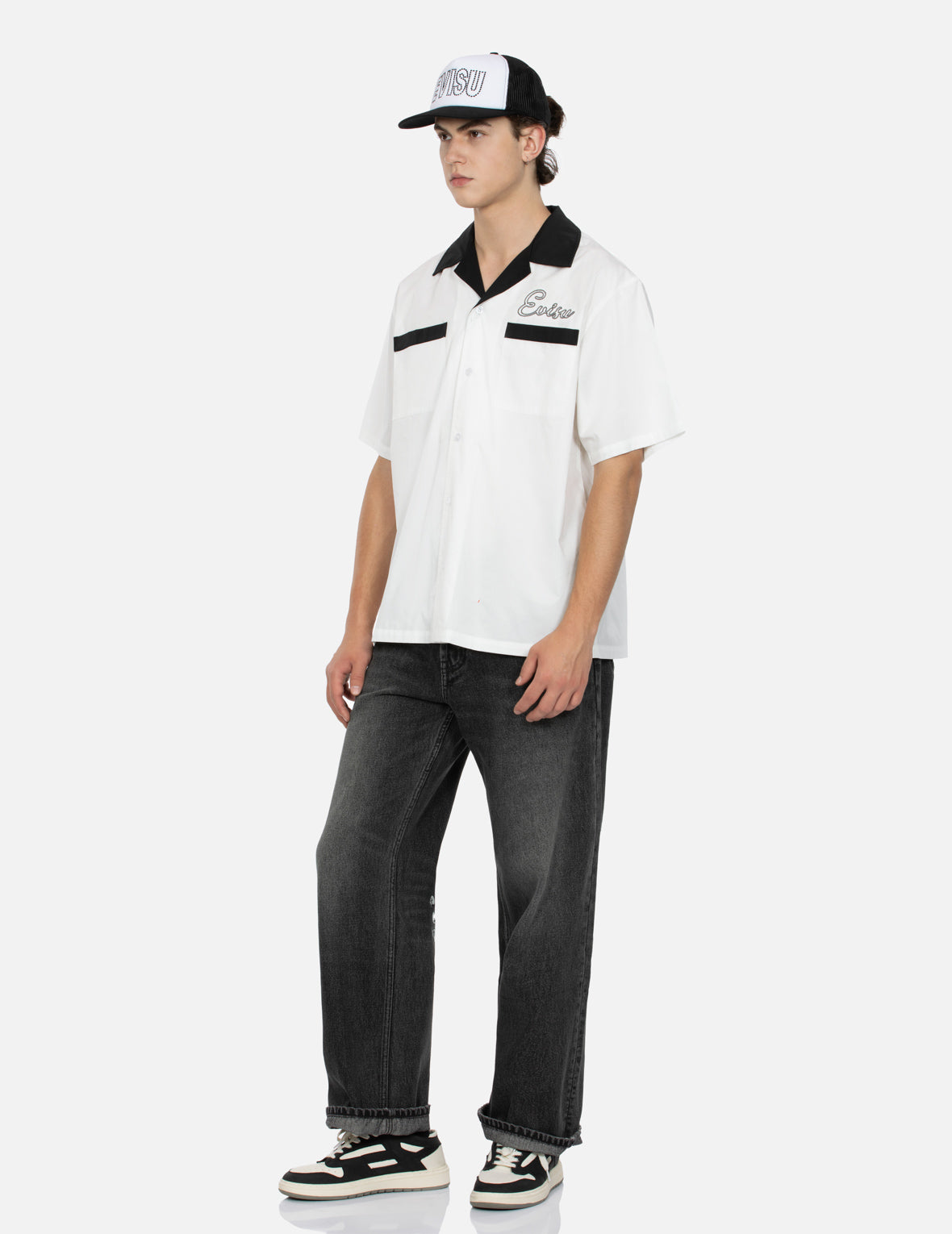 Chain-Stitched Embroidery Logo Boxy Tencel Shirt